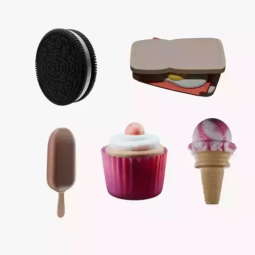 stylized 3D dessert collection