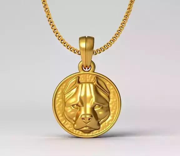 Dog Head Pendant STL 3D Model - One Inch Pendant