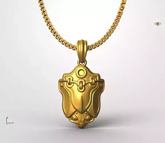 Steampunk Shield Pendant STL 3D Model - One Inch Pendant