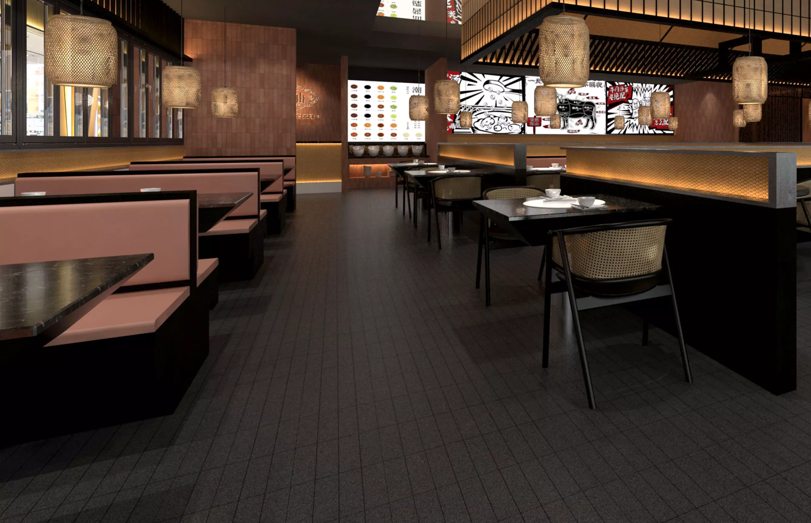 Japanese Restaurant Interior 3D model_3