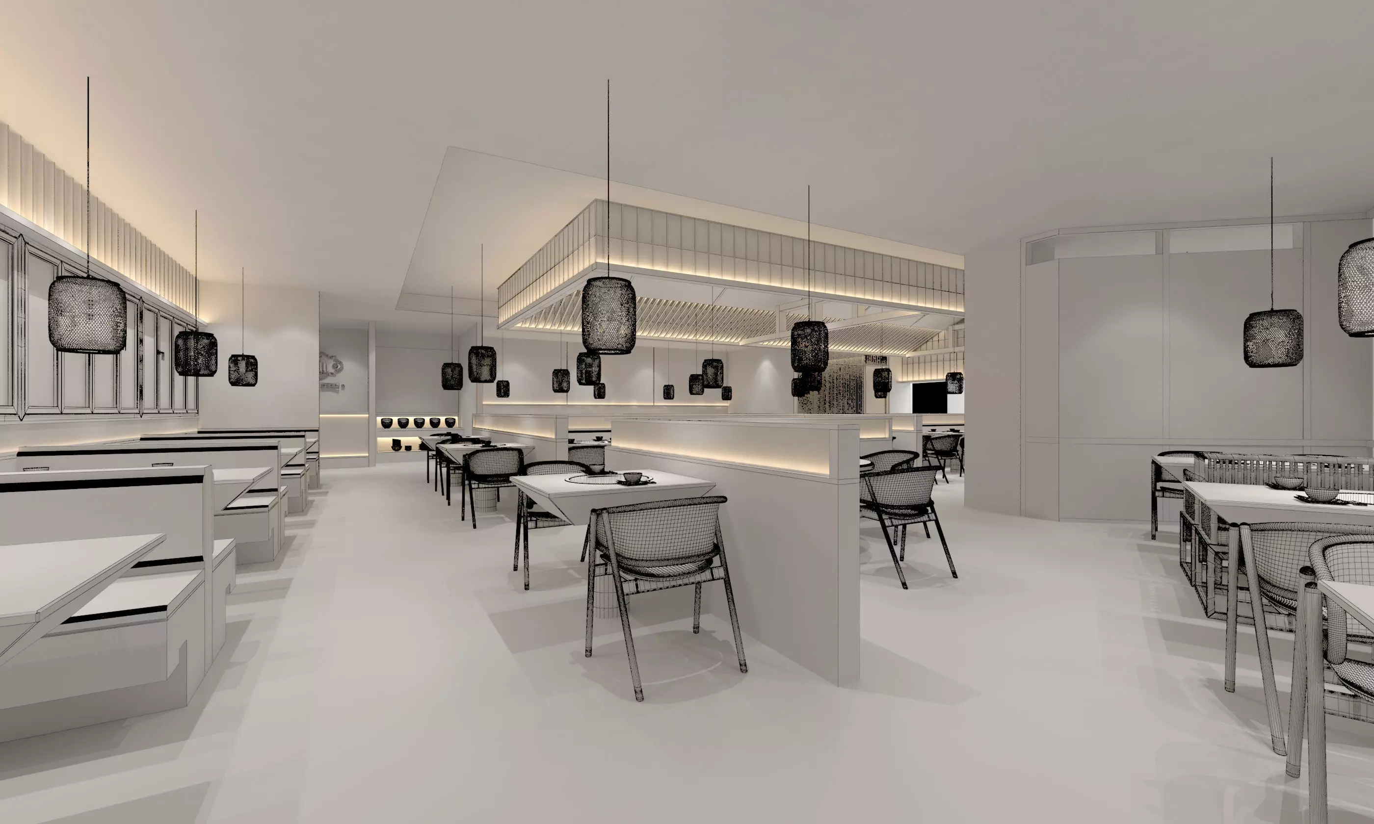 Japanese Restaurant Interior 3D model_5