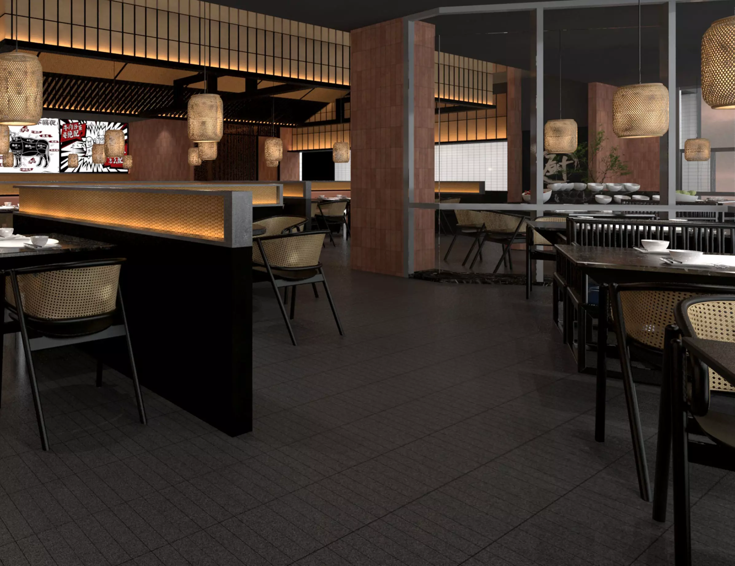 Japanese Restaurant Interior 3D model_4