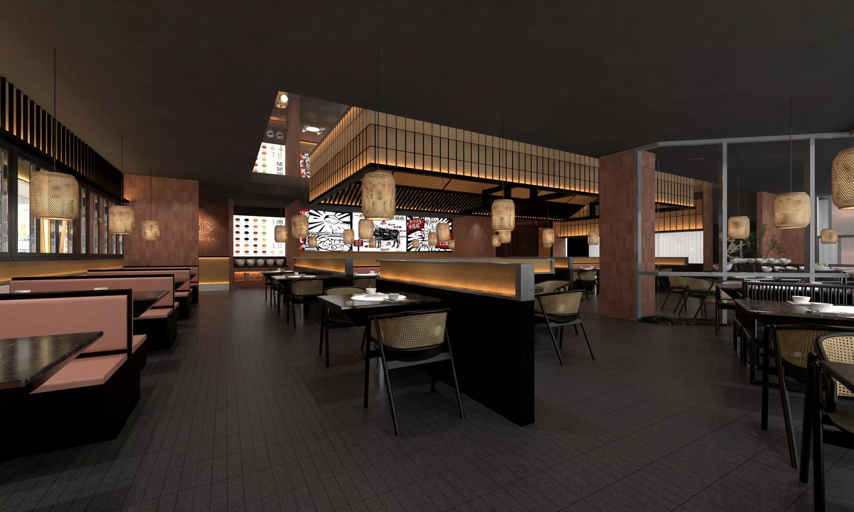 Japanese Restaurant Interior 3D model_0