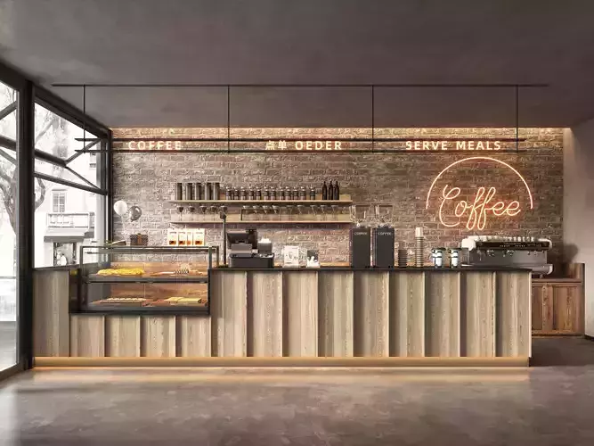 coffee shop Low-poly 3D model