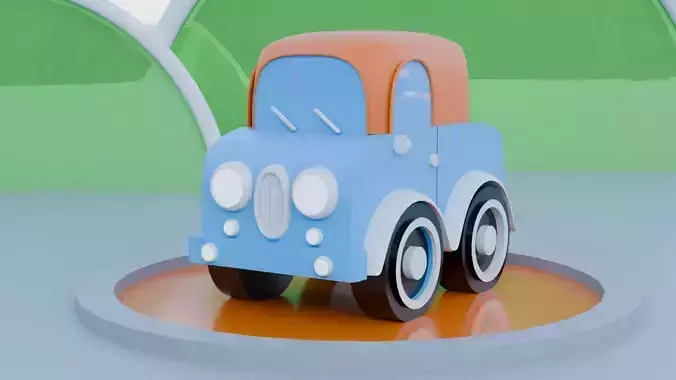 Stylized Cartoon Off-Road Vehicle 3D Model Low-Poly Car