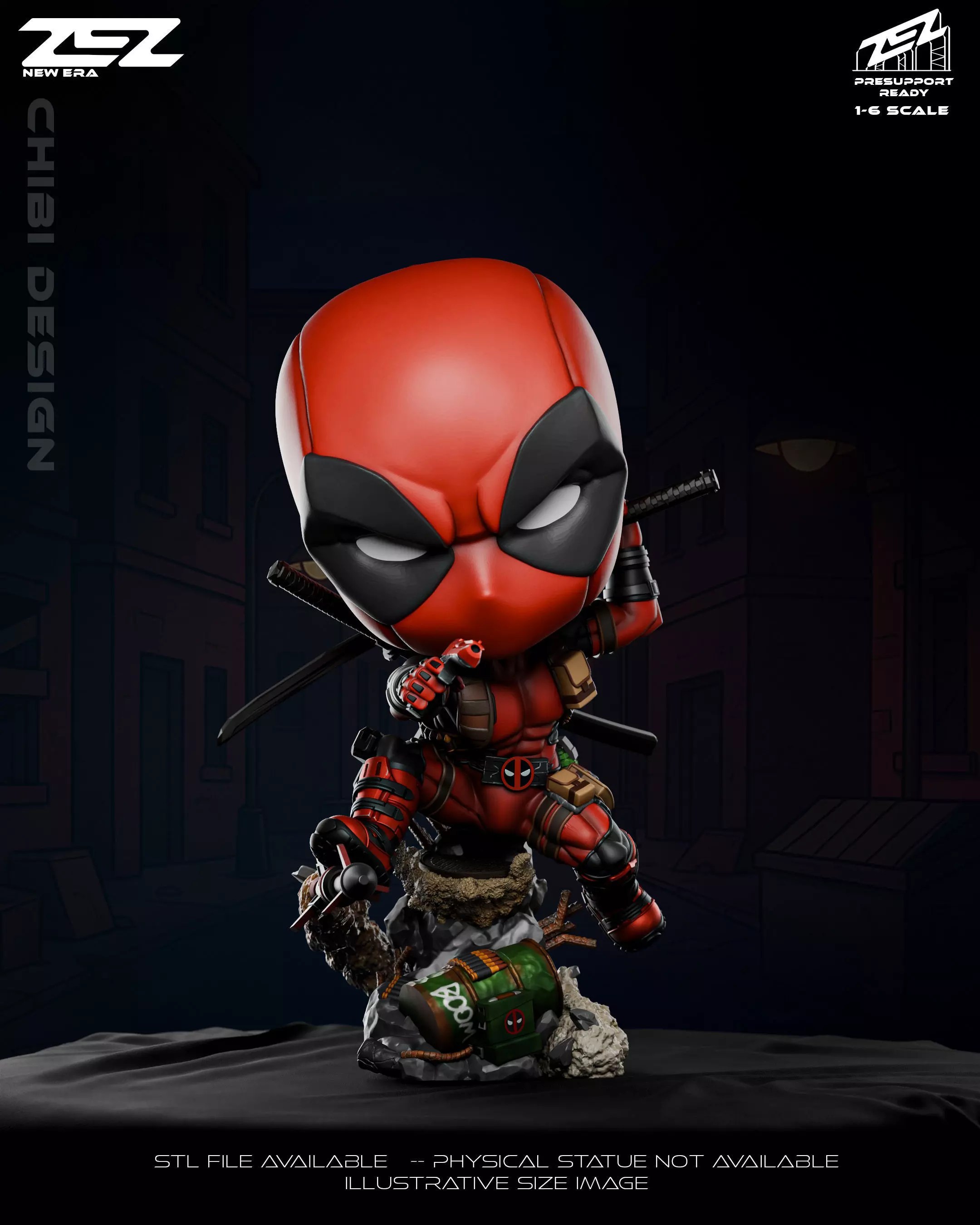Deadpool Chibi - Digital STL file 3D print model_0