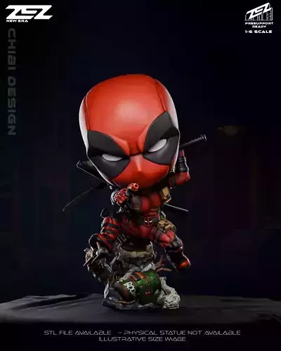 Deadpool Chibi - Digital STL file 3D print model Deadpool Chibi - Digital STL file 3D print model