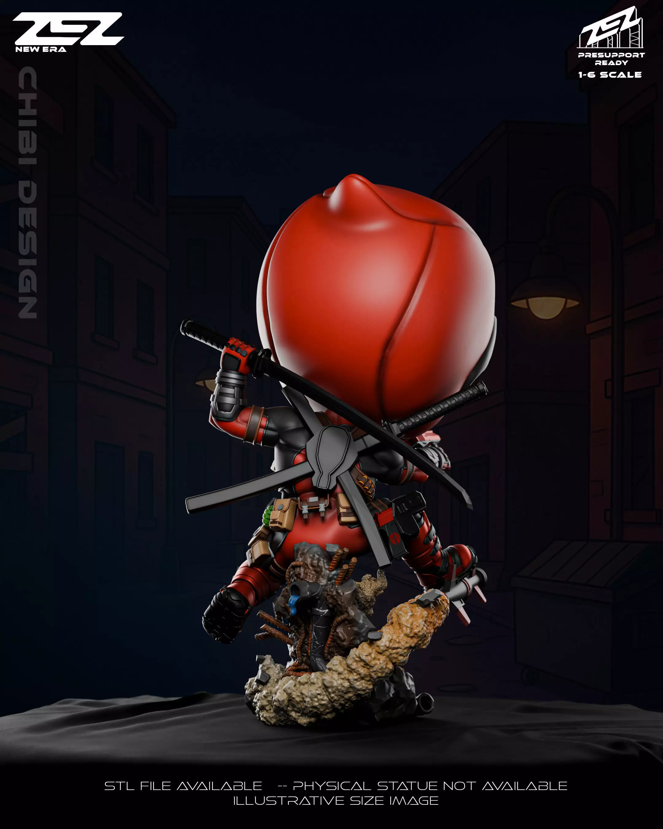 Deadpool Chibi - Digital STL file 3D print model_2