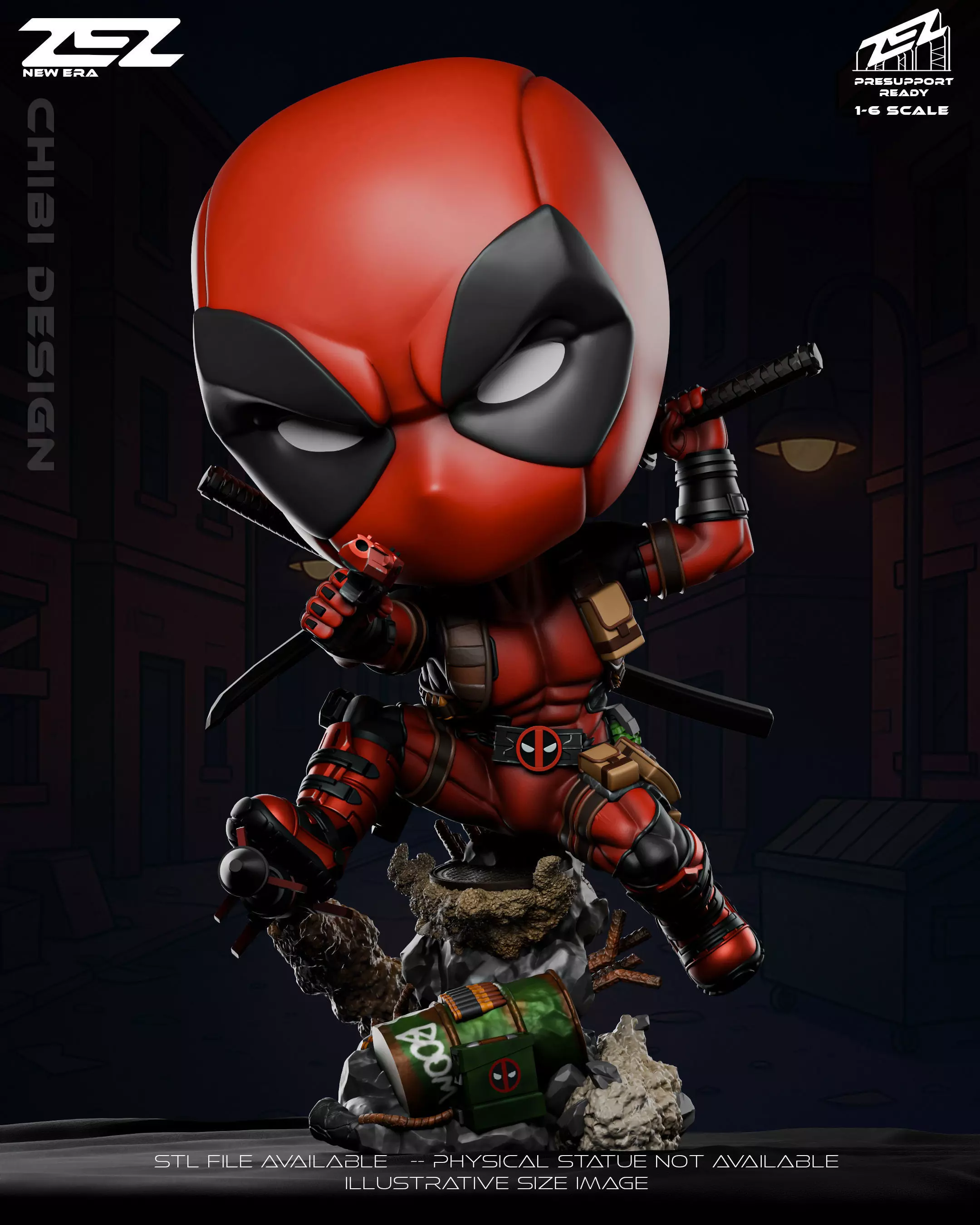 Deadpool Chibi - Digital STL file 3D print model_4