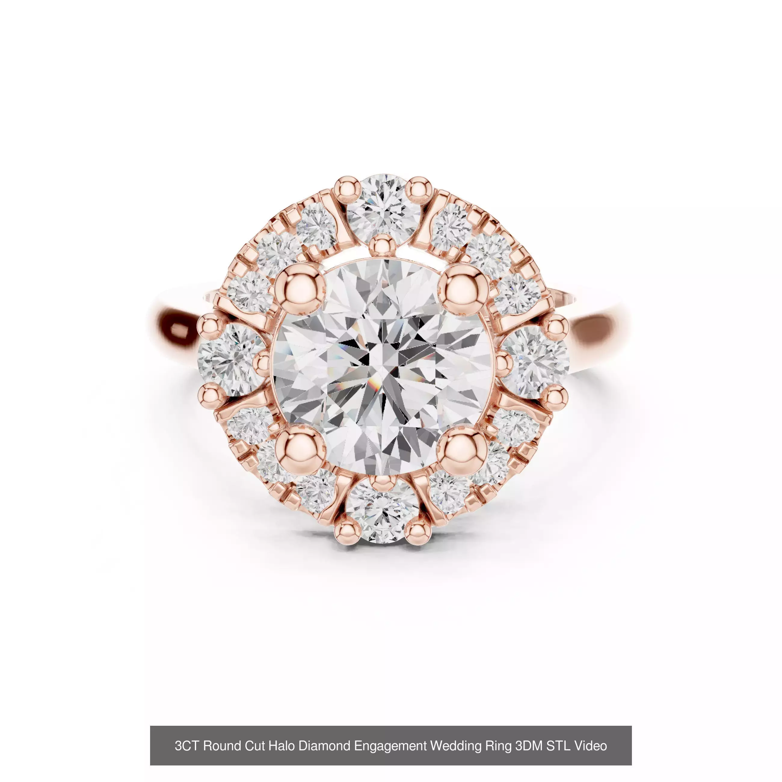 293 Halo Diamond Rings 3DM STL OBJ FBX 3 Color Render Video 3D Model Collection_192