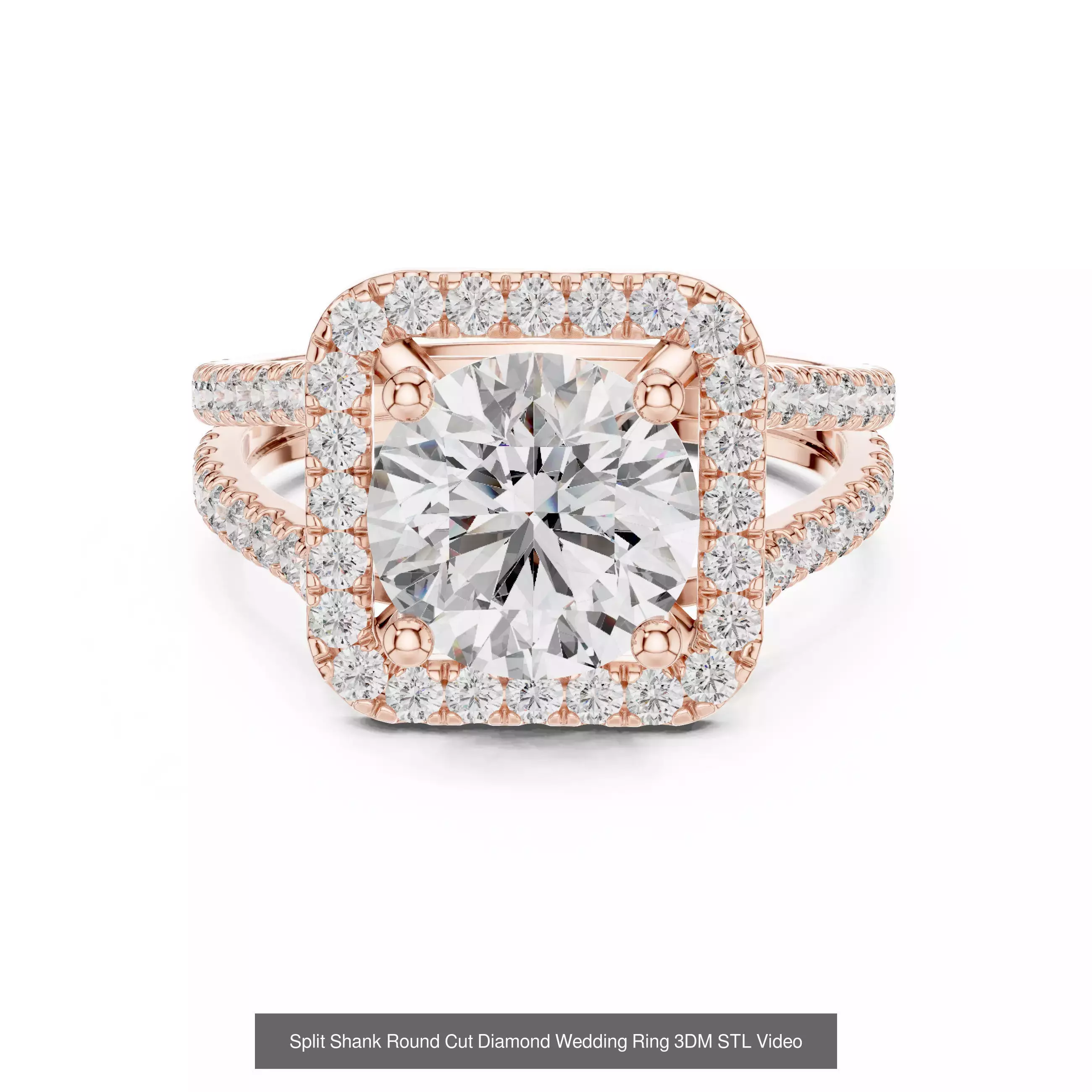 293 Halo Diamond Rings 3DM STL OBJ FBX 3 Color Render Video 3D Model Collection_219