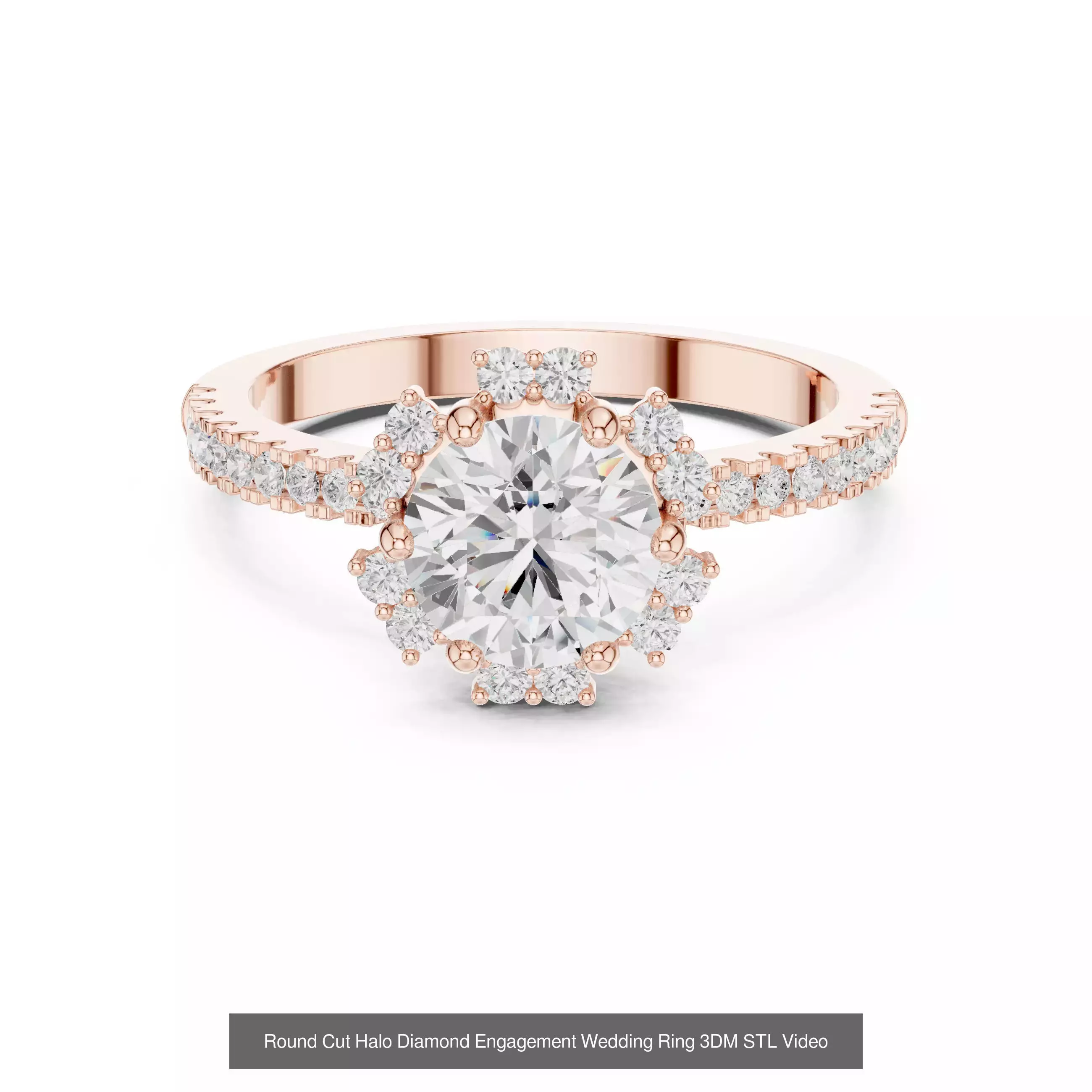 293 Halo Diamond Rings 3DM STL OBJ FBX 3 Color Render Video 3D Model Collection_187