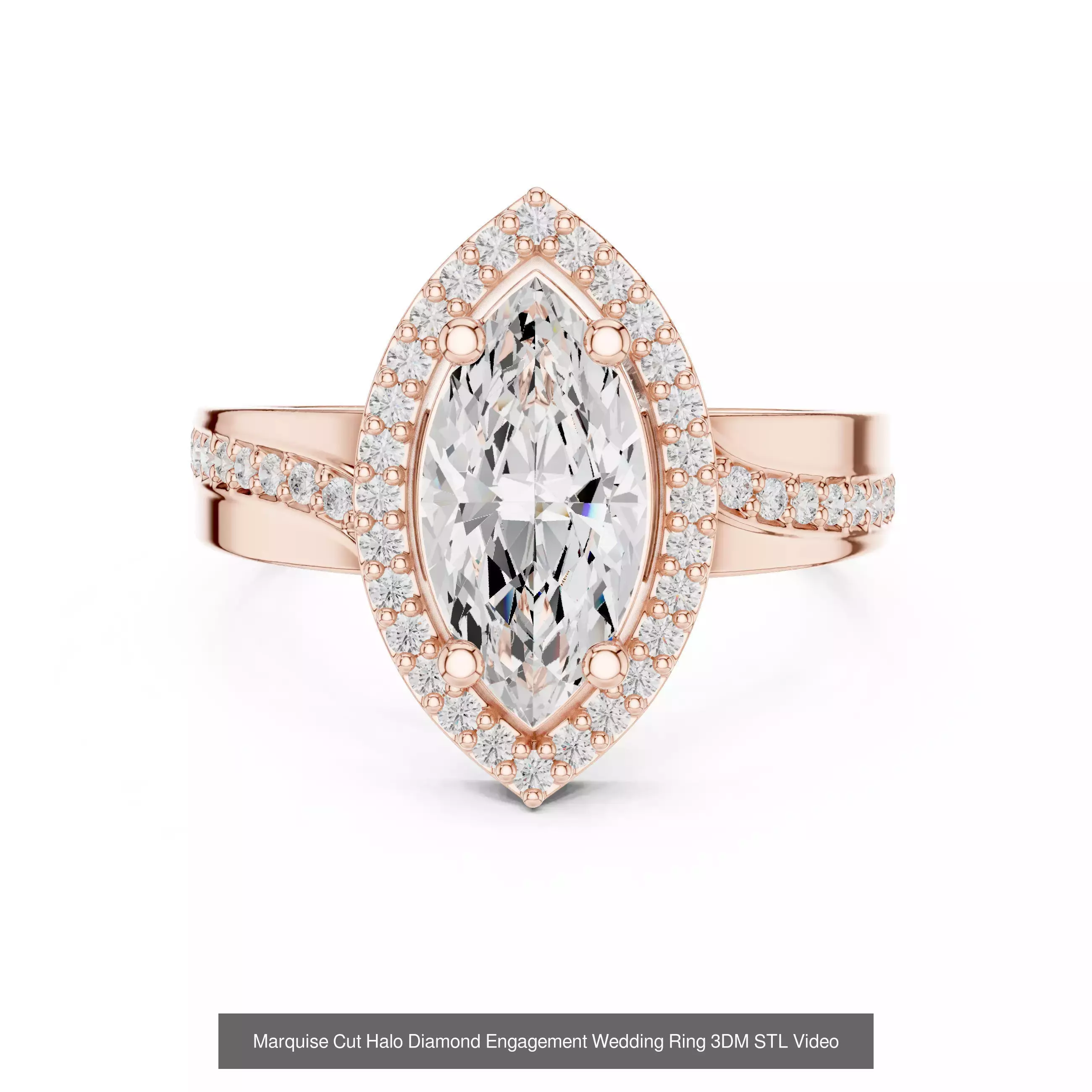 293 Halo Diamond Rings 3DM STL OBJ FBX 3 Color Render Video 3D Model Collection_125