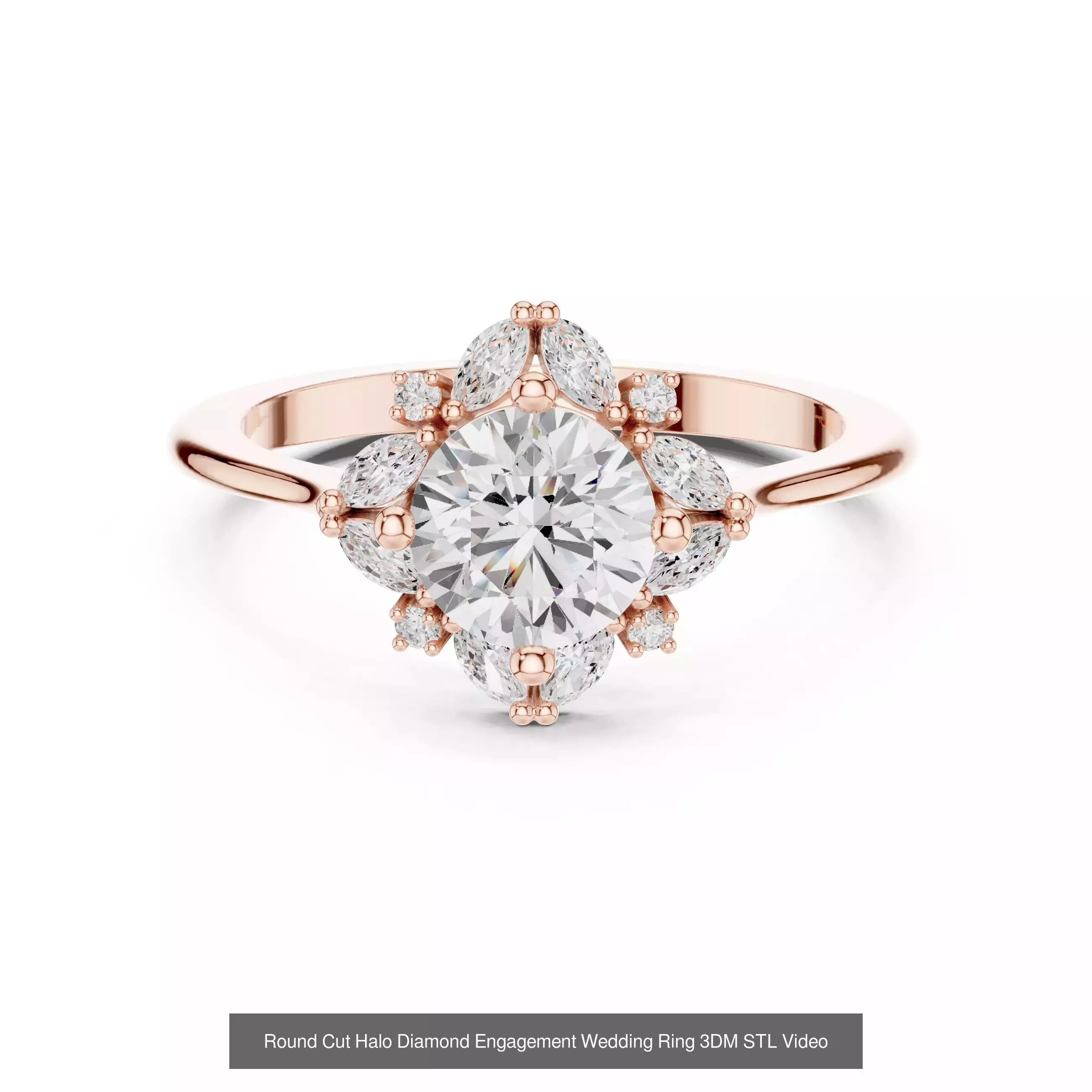 293 Halo Diamond Rings 3DM STL OBJ FBX 3 Color Render Video 3D Model Collection_190