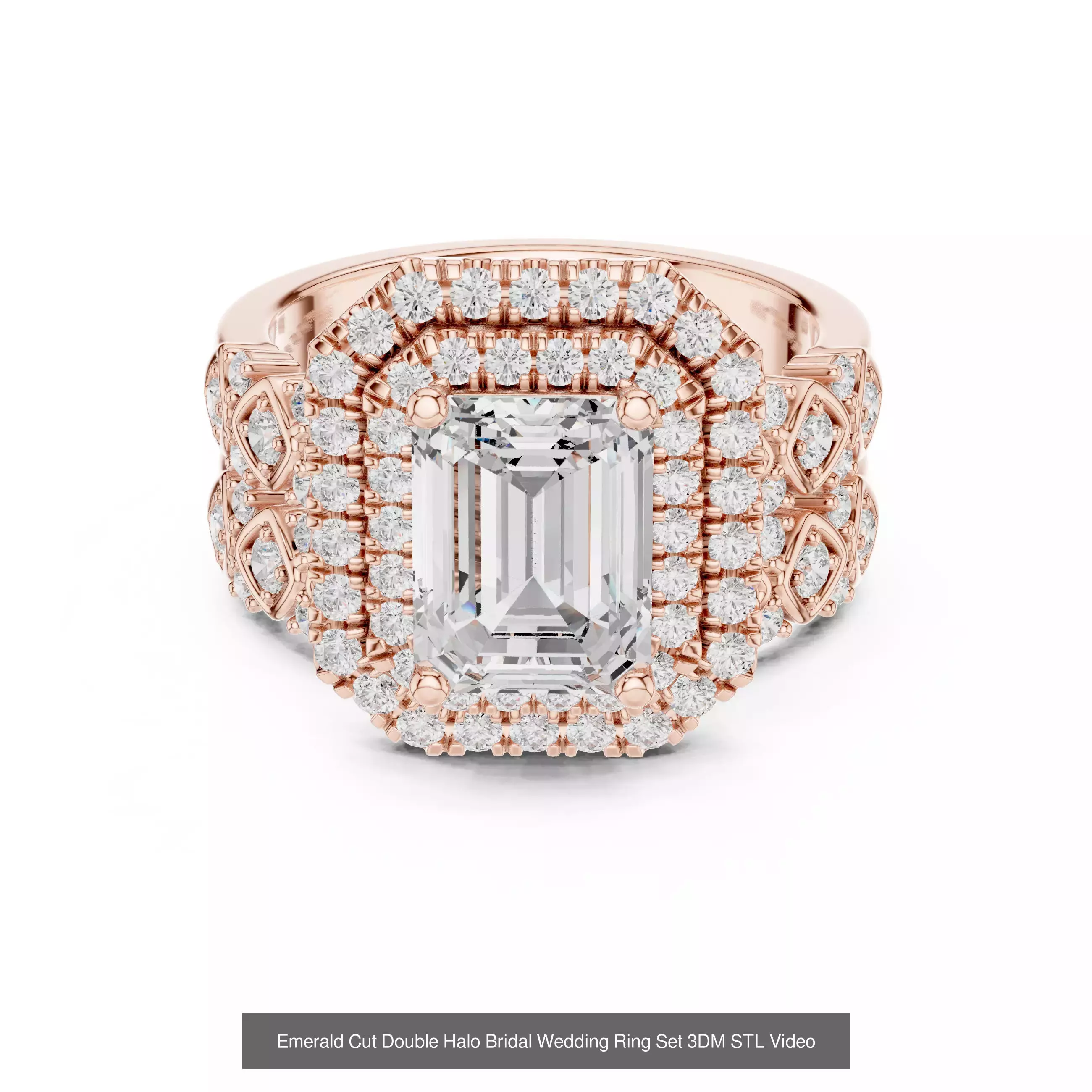 293 Halo Diamond Rings 3DM STL OBJ FBX 3 Color Render Video 3D Model Collection_175