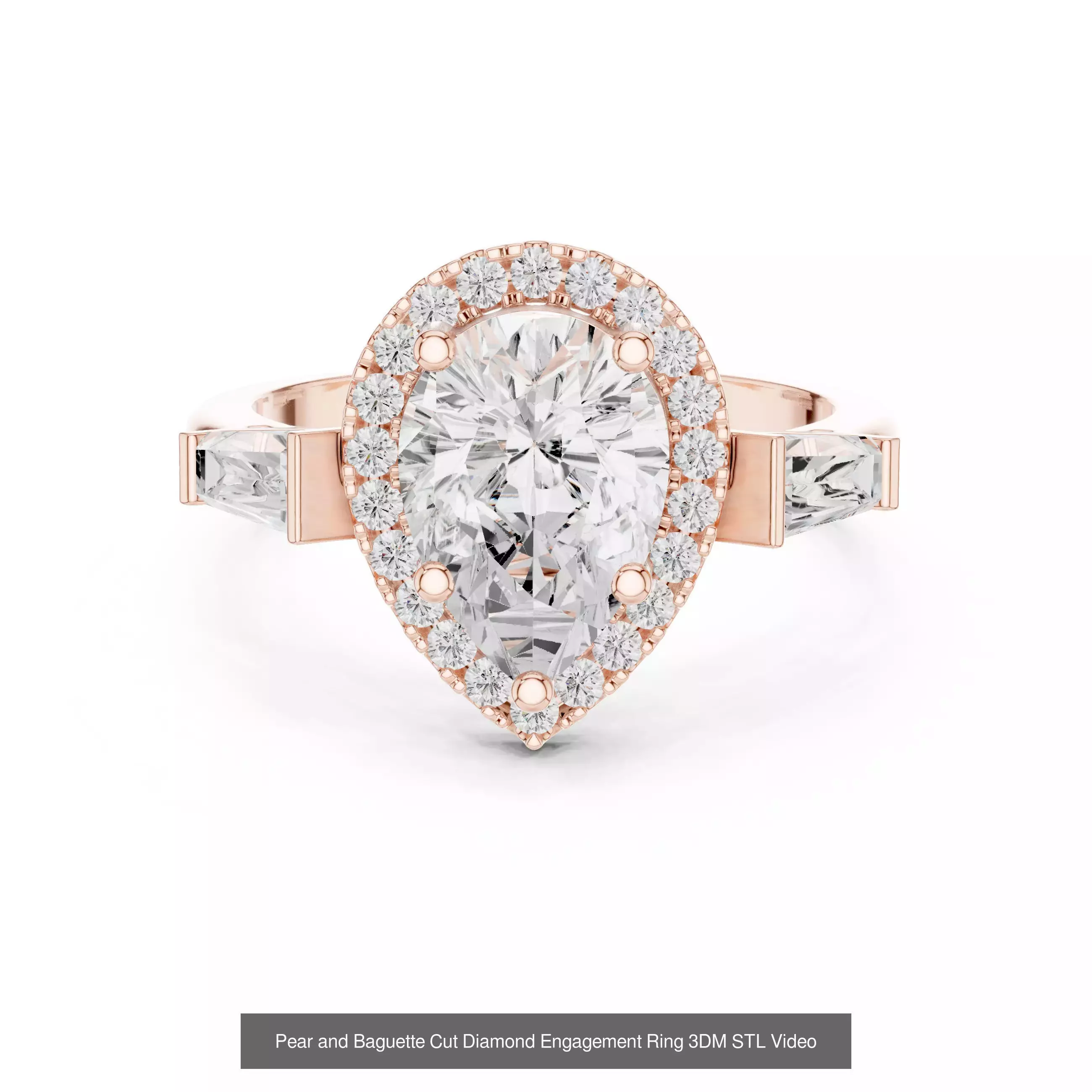 293 Halo Diamond Rings 3DM STL OBJ FBX 3 Color Render Video 3D Model Collection_84