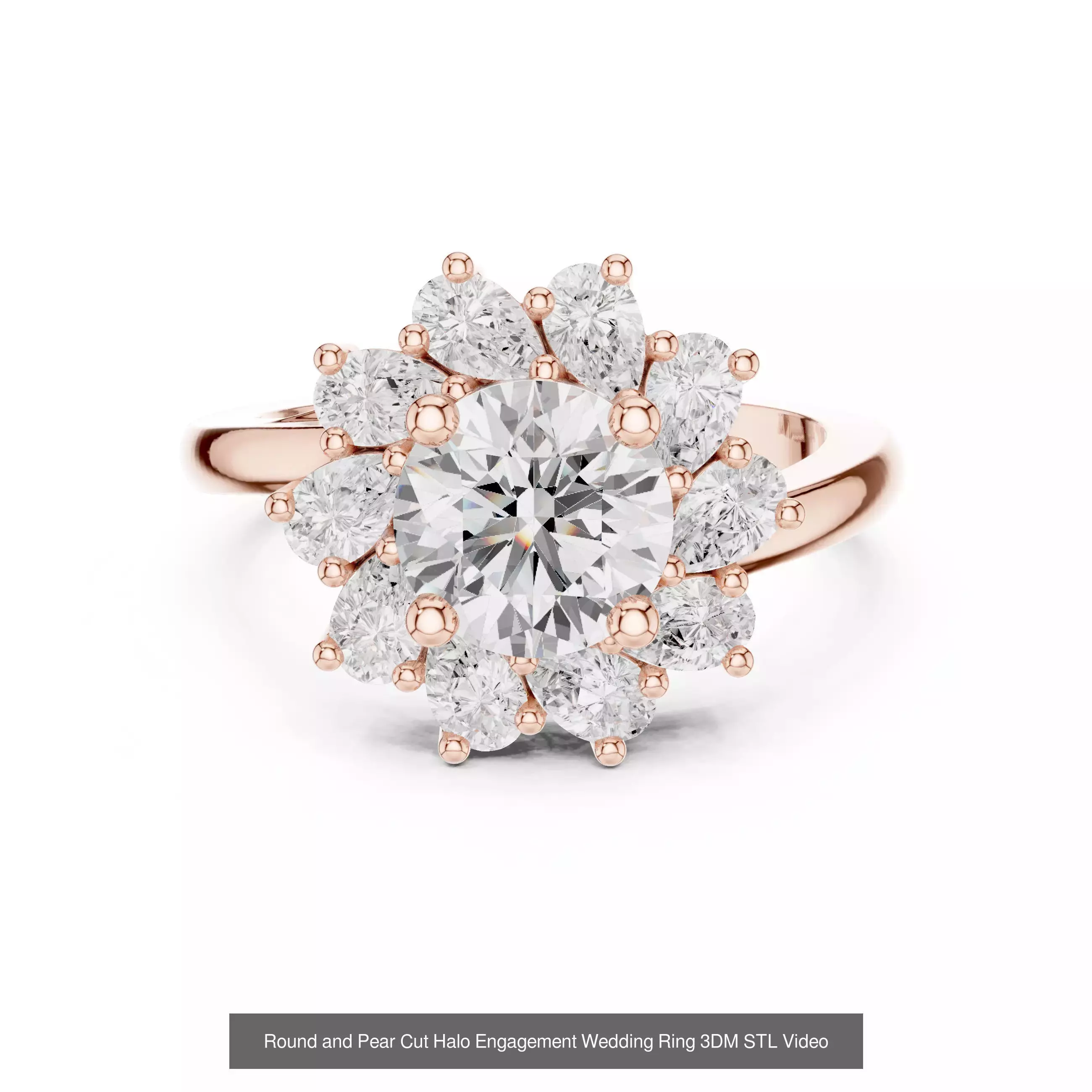 293 Halo Diamond Rings 3DM STL OBJ FBX 3 Color Render Video 3D Model Collection_136