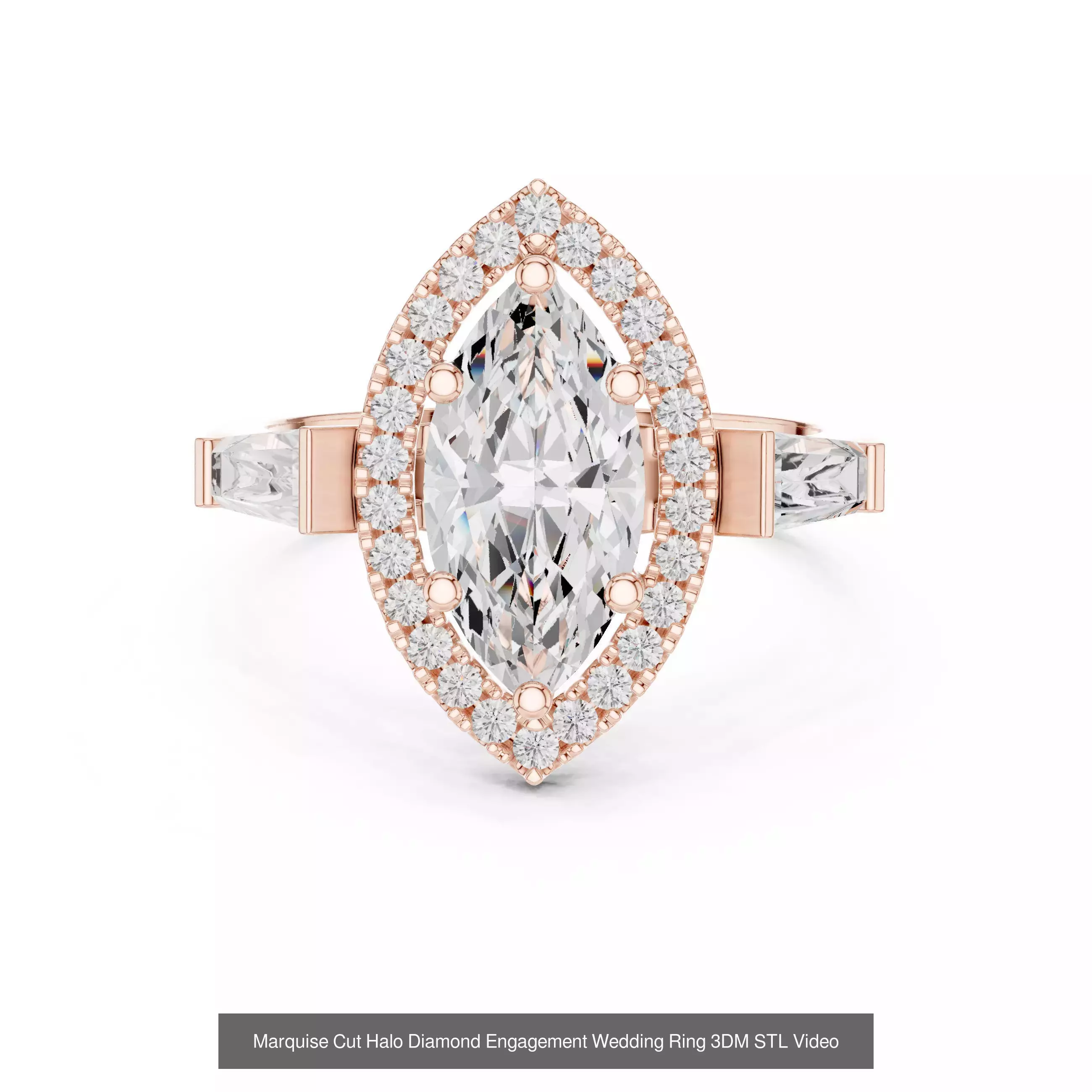 293 Halo Diamond Rings 3DM STL OBJ FBX 3 Color Render Video 3D Model Collection_82