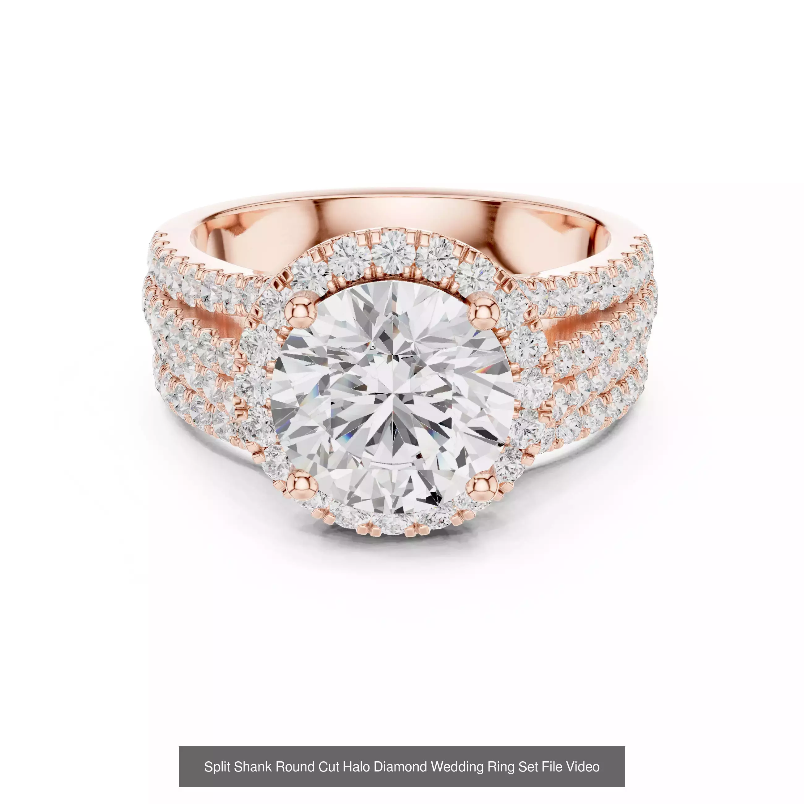 293 Halo Diamond Rings 3DM STL OBJ FBX 3 Color Render Video 3D Model Collection_174