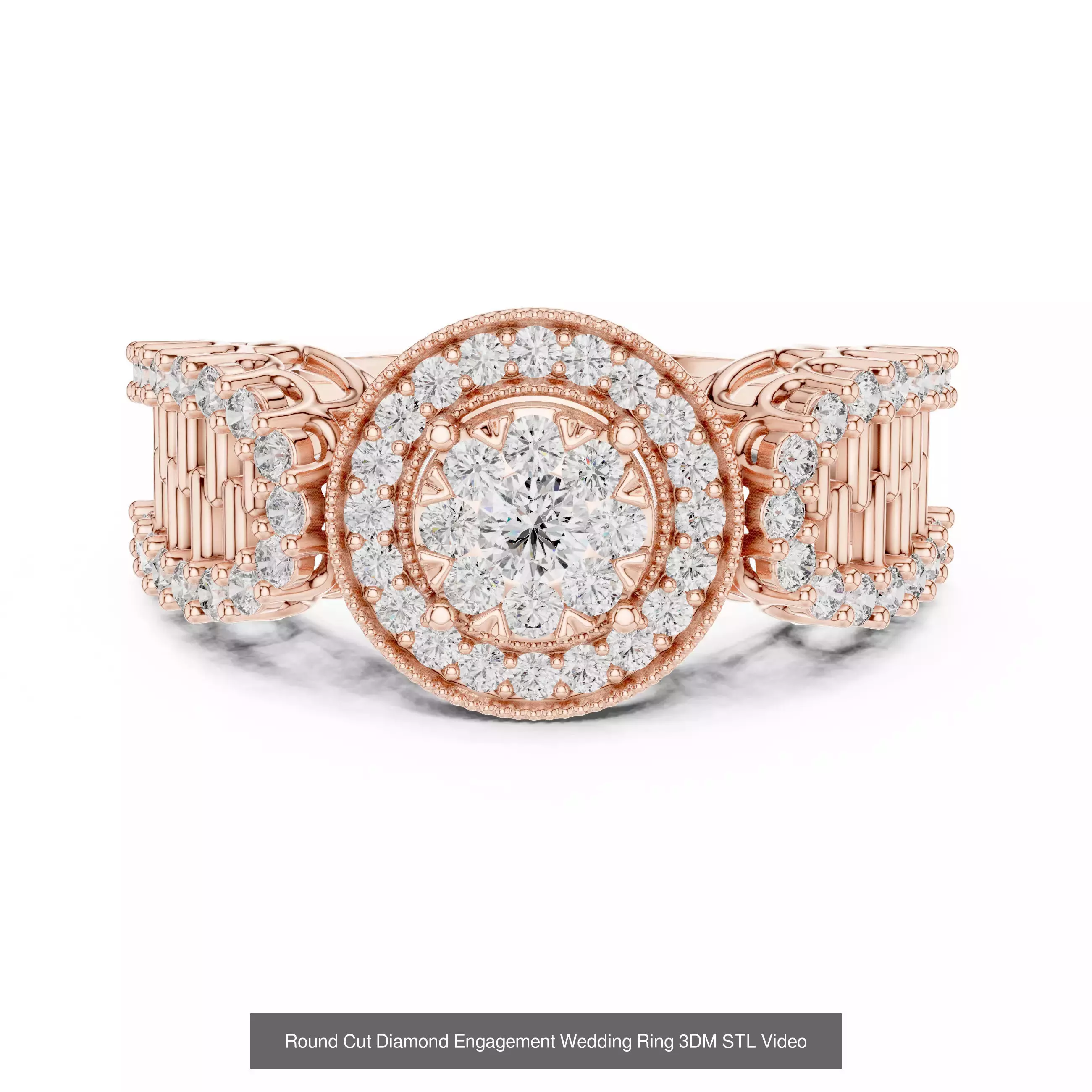 293 Halo Diamond Rings 3DM STL OBJ FBX 3 Color Render Video 3D Model Collection_168