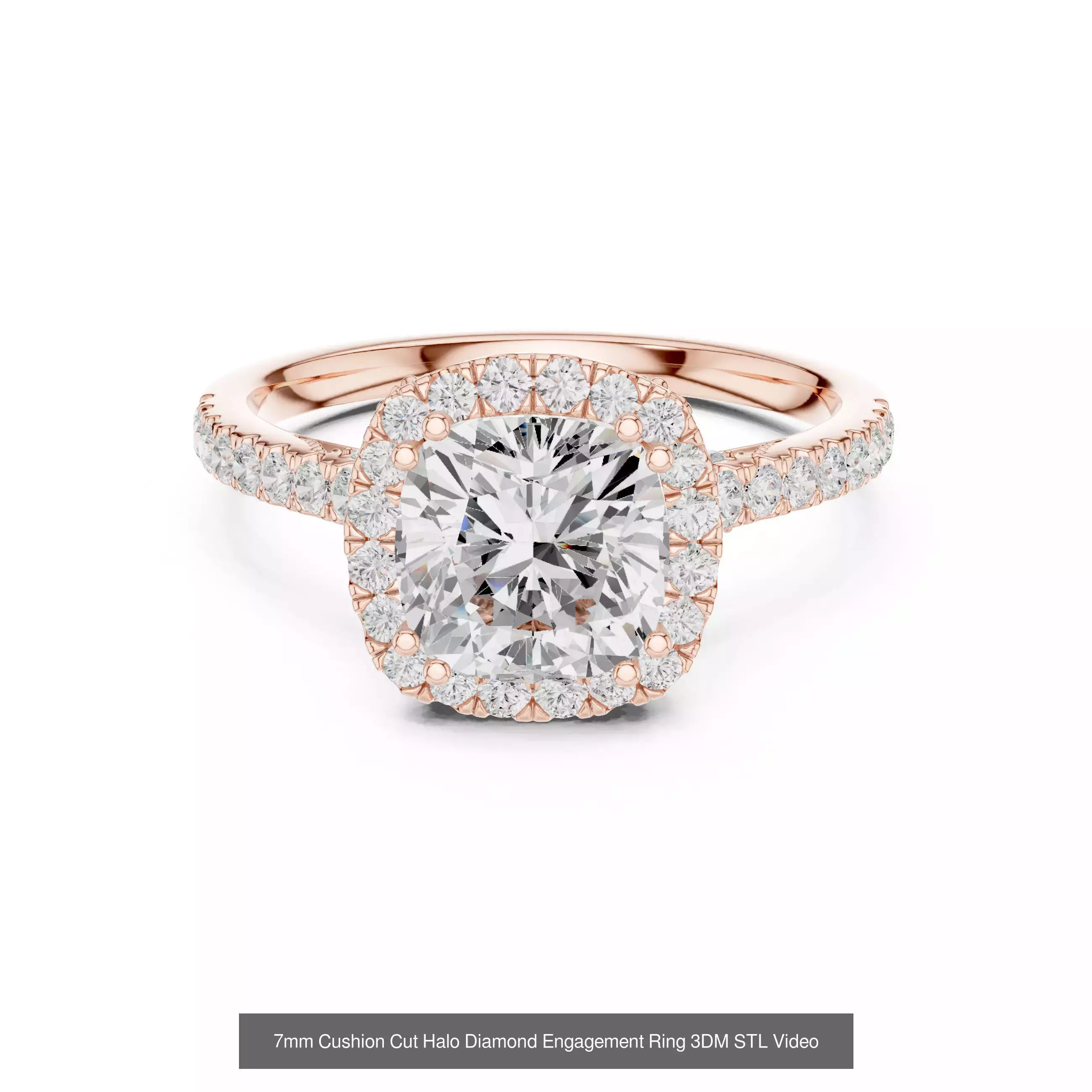 293 Halo Diamond Rings 3DM STL OBJ FBX 3 Color Render Video 3D Model Collection_170