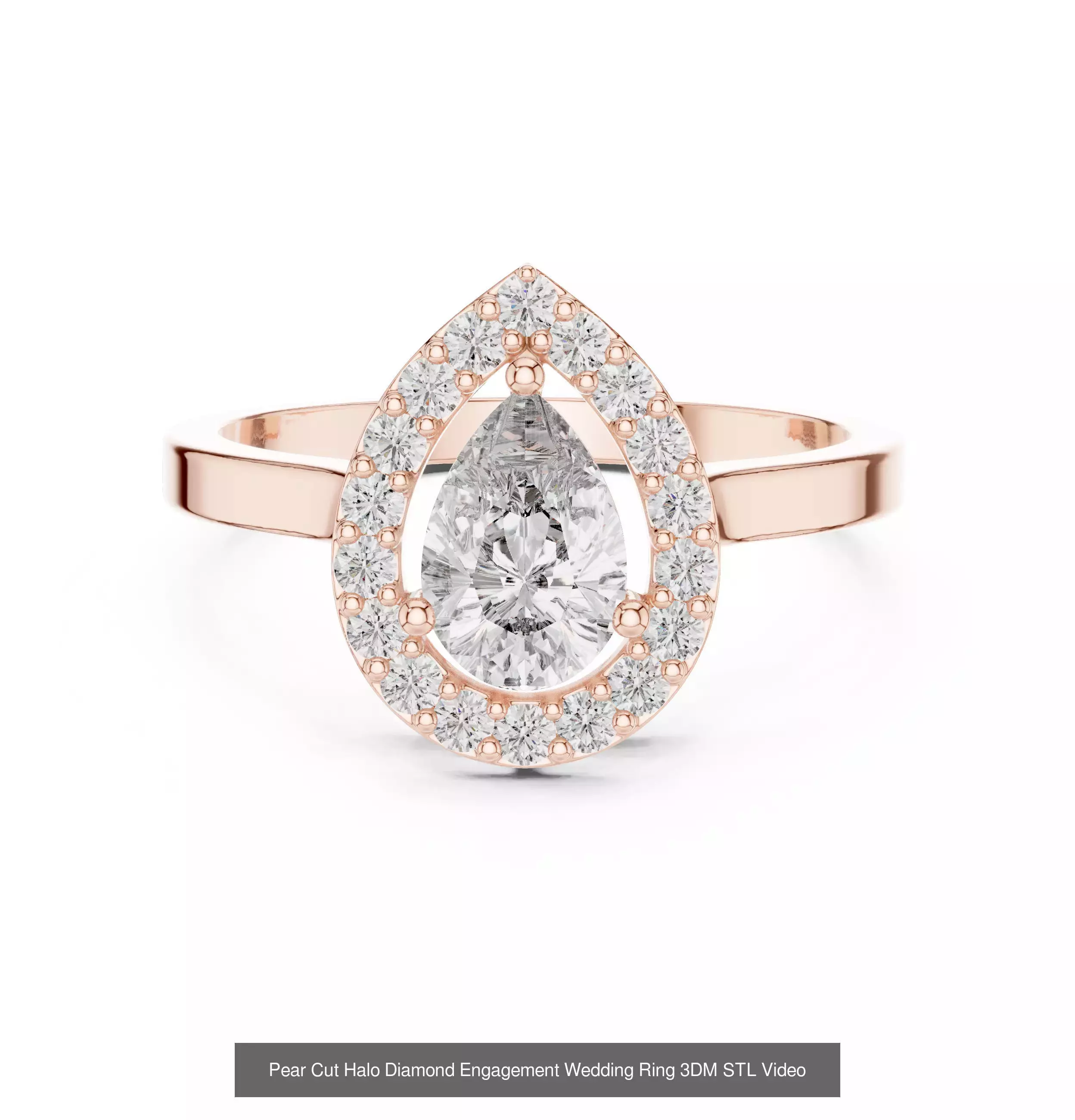 293 Halo Diamond Rings 3DM STL OBJ FBX 3 Color Render Video 3D Model Collection_115