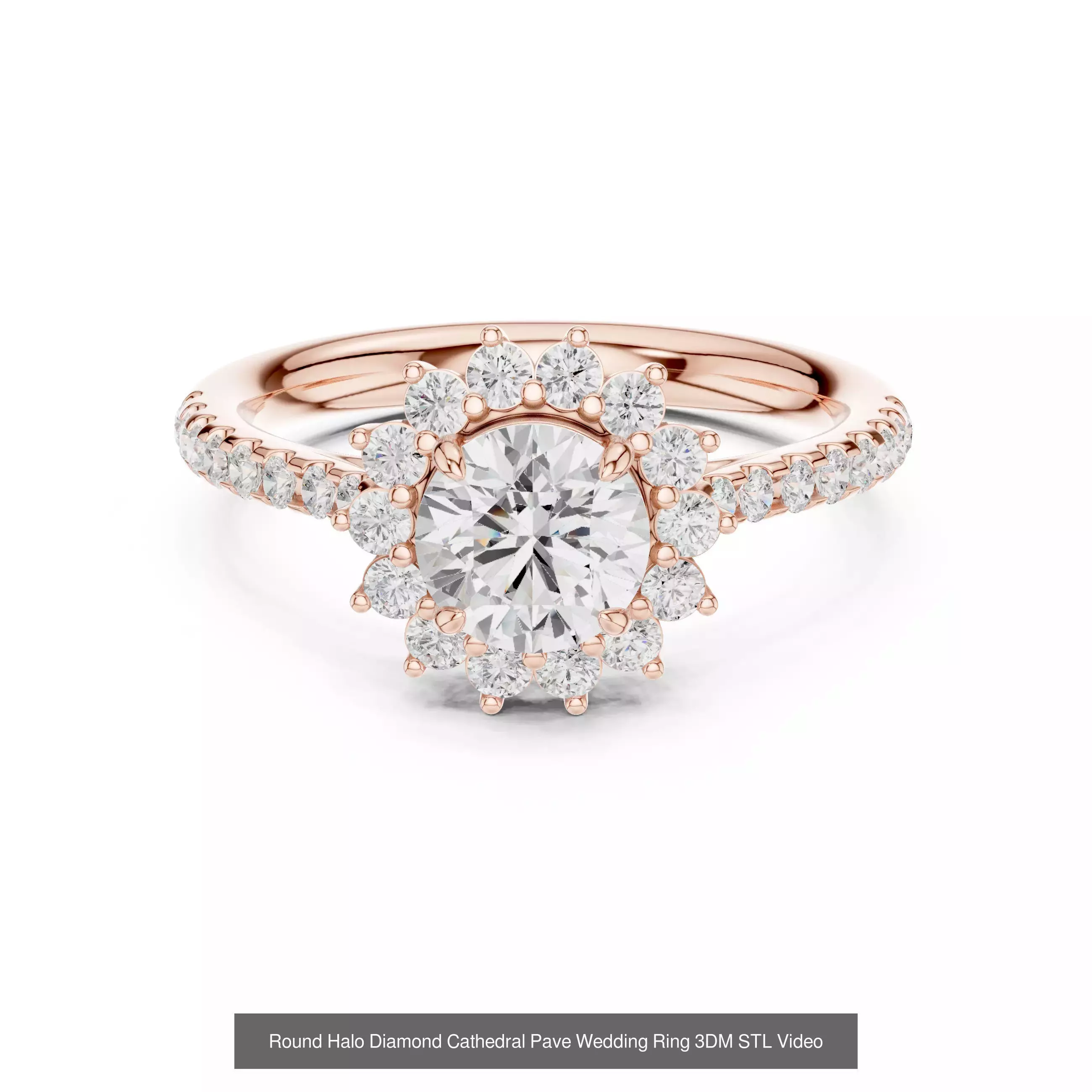 293 Halo Diamond Rings 3DM STL OBJ FBX 3 Color Render Video 3D Model Collection_109