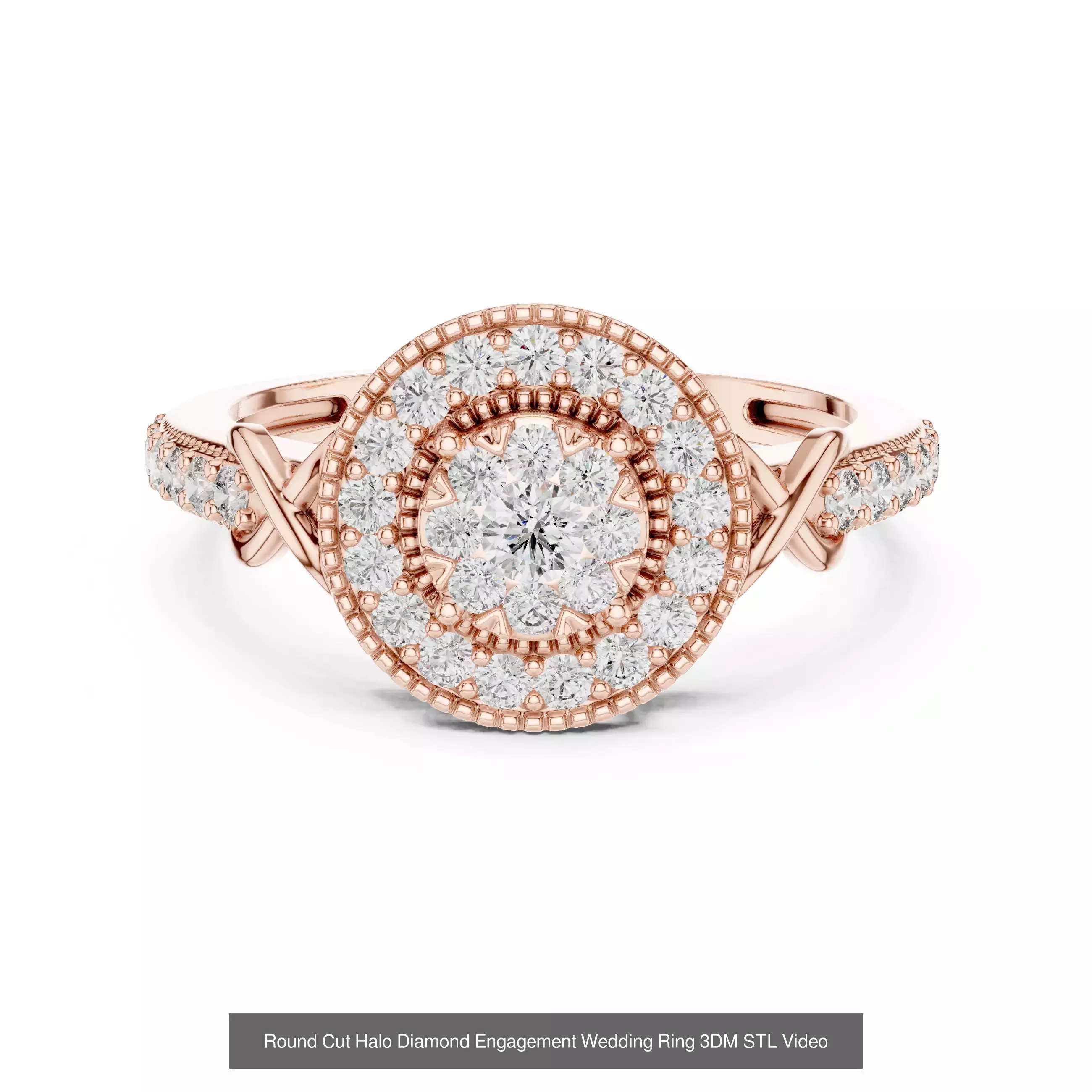 293 Halo Diamond Rings 3DM STL OBJ FBX 3 Color Render Video 3D Model Collection_162