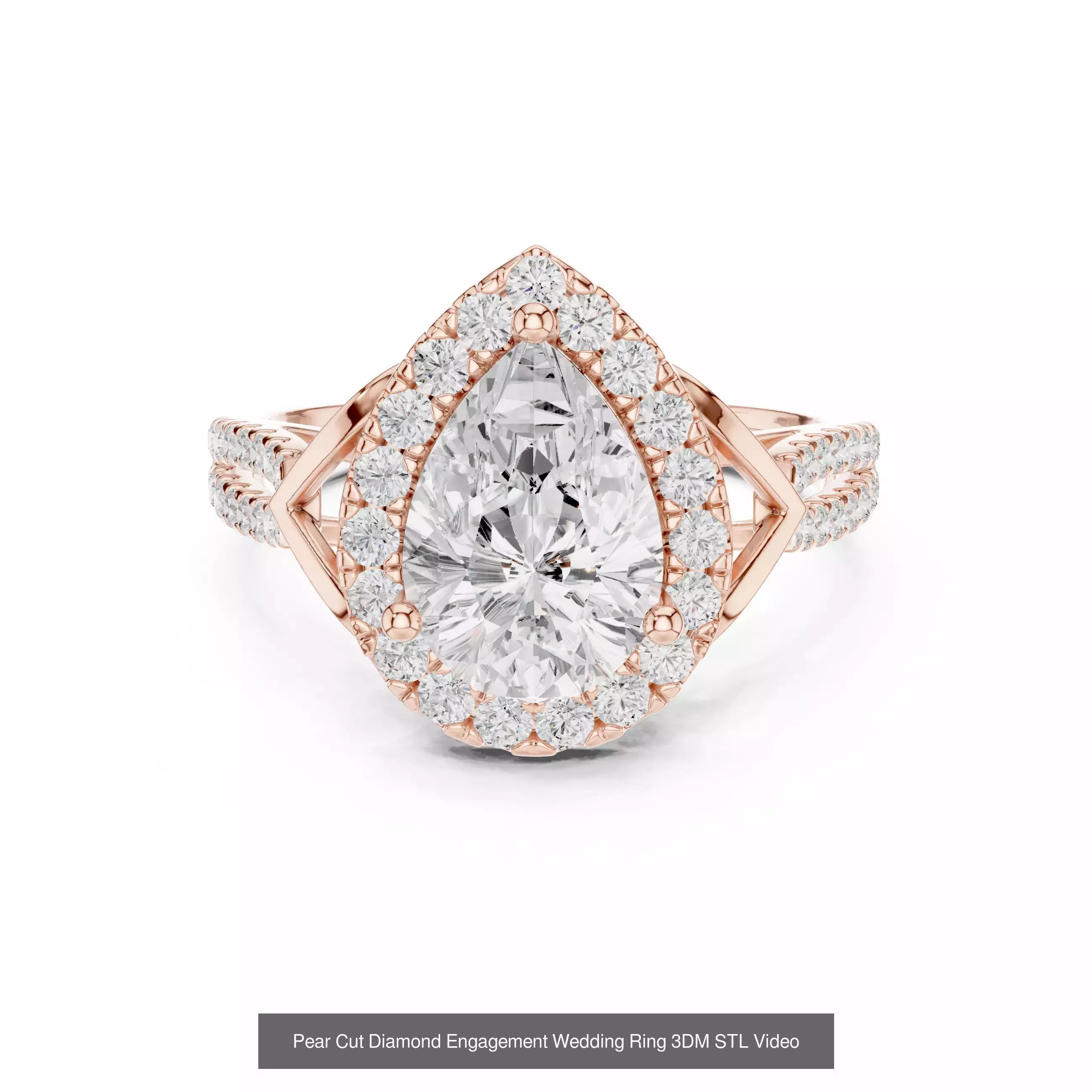293 Halo Diamond Rings 3DM STL OBJ FBX 3 Color Render Video 3D Model Collection_132
