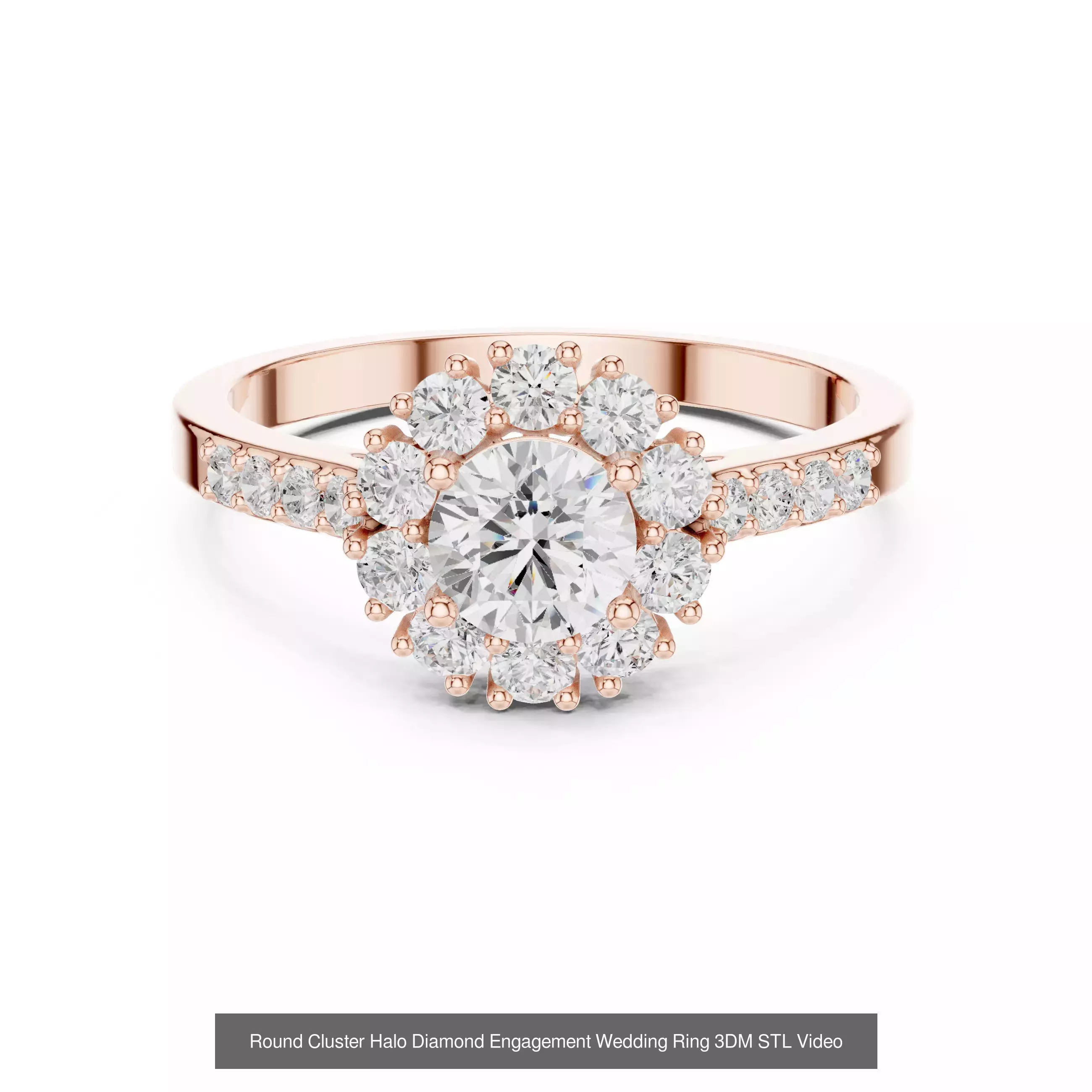 293 Halo Diamond Rings 3DM STL OBJ FBX 3 Color Render Video 3D Model Collection_116