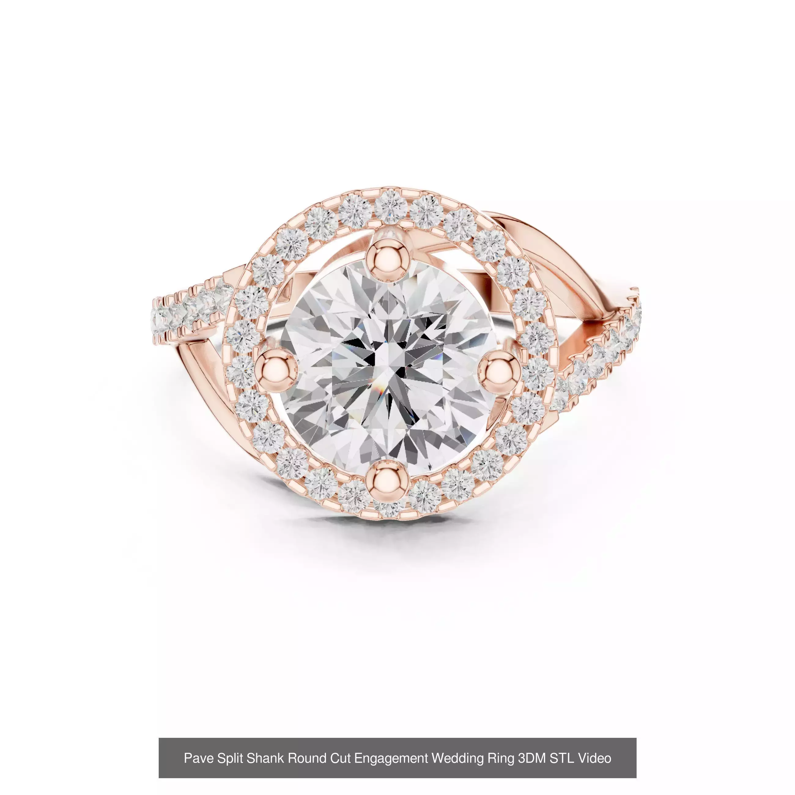 293 Halo Diamond Rings 3DM STL OBJ FBX 3 Color Render Video 3D Model Collection_197