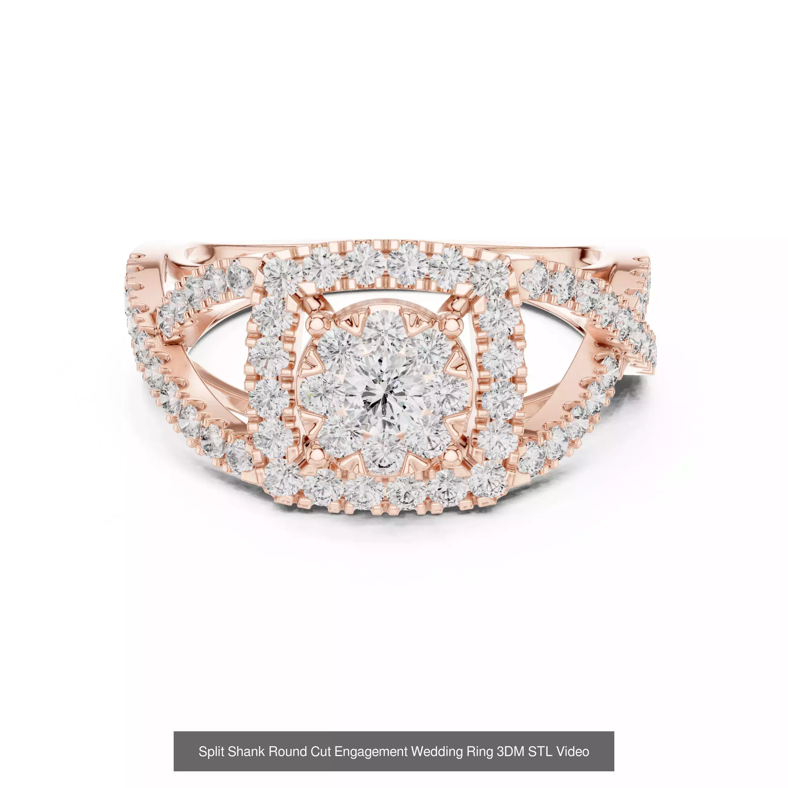 293 Halo Diamond Rings 3DM STL OBJ FBX 3 Color Render Video 3D Model Collection_163