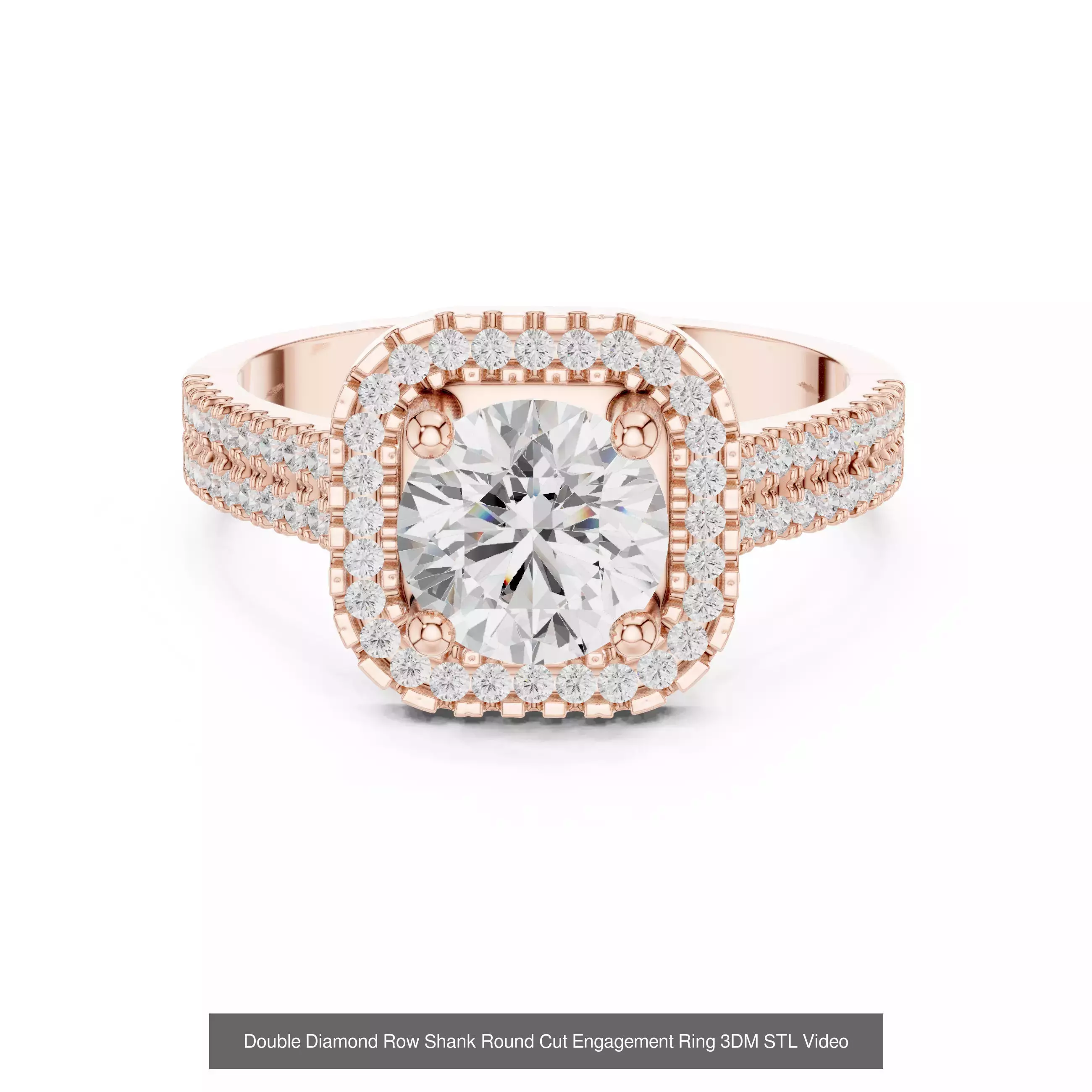 293 Halo Diamond Rings 3DM STL OBJ FBX 3 Color Render Video 3D Model Collection_191