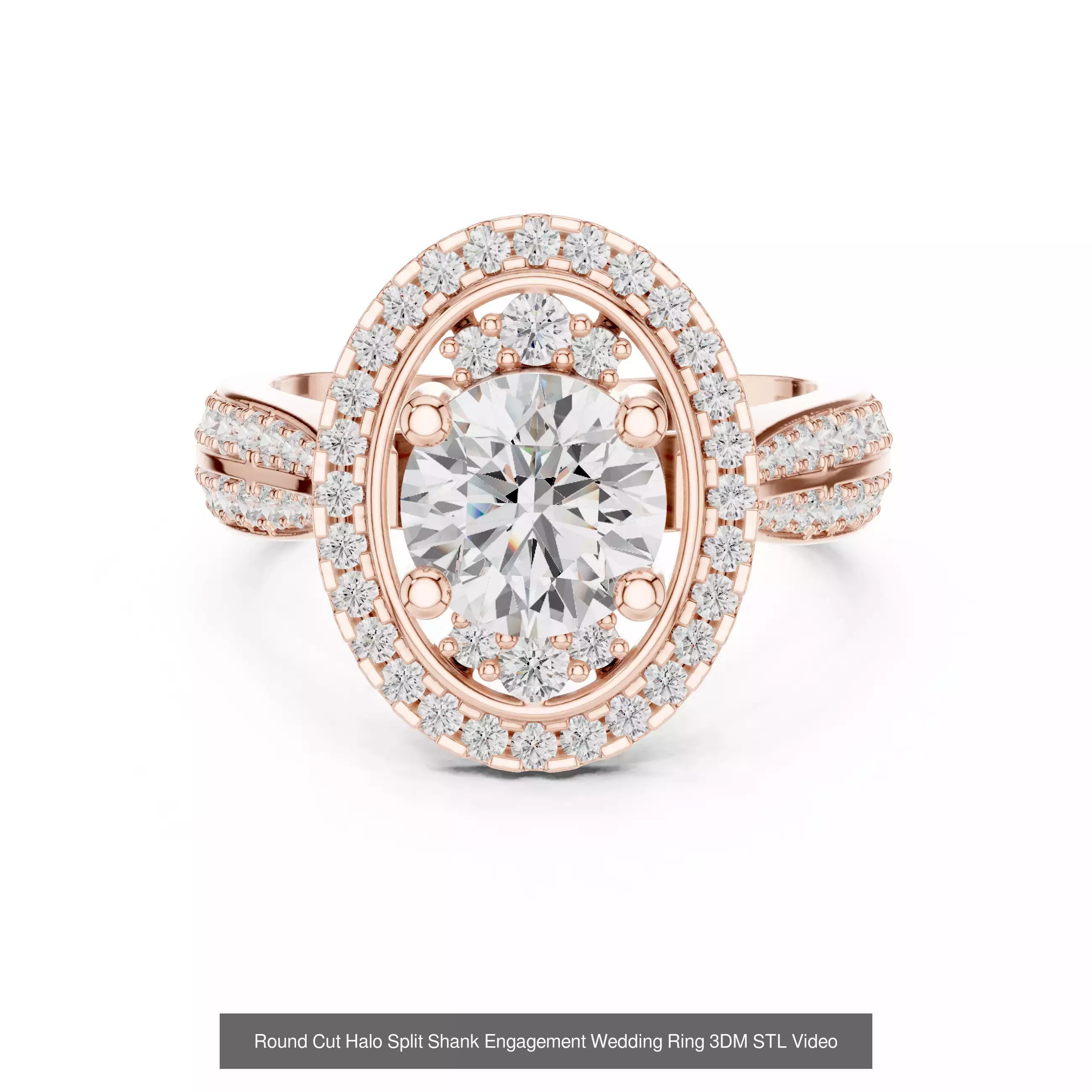 293 Halo Diamond Rings 3DM STL OBJ FBX 3 Color Render Video 3D Model Collection_135