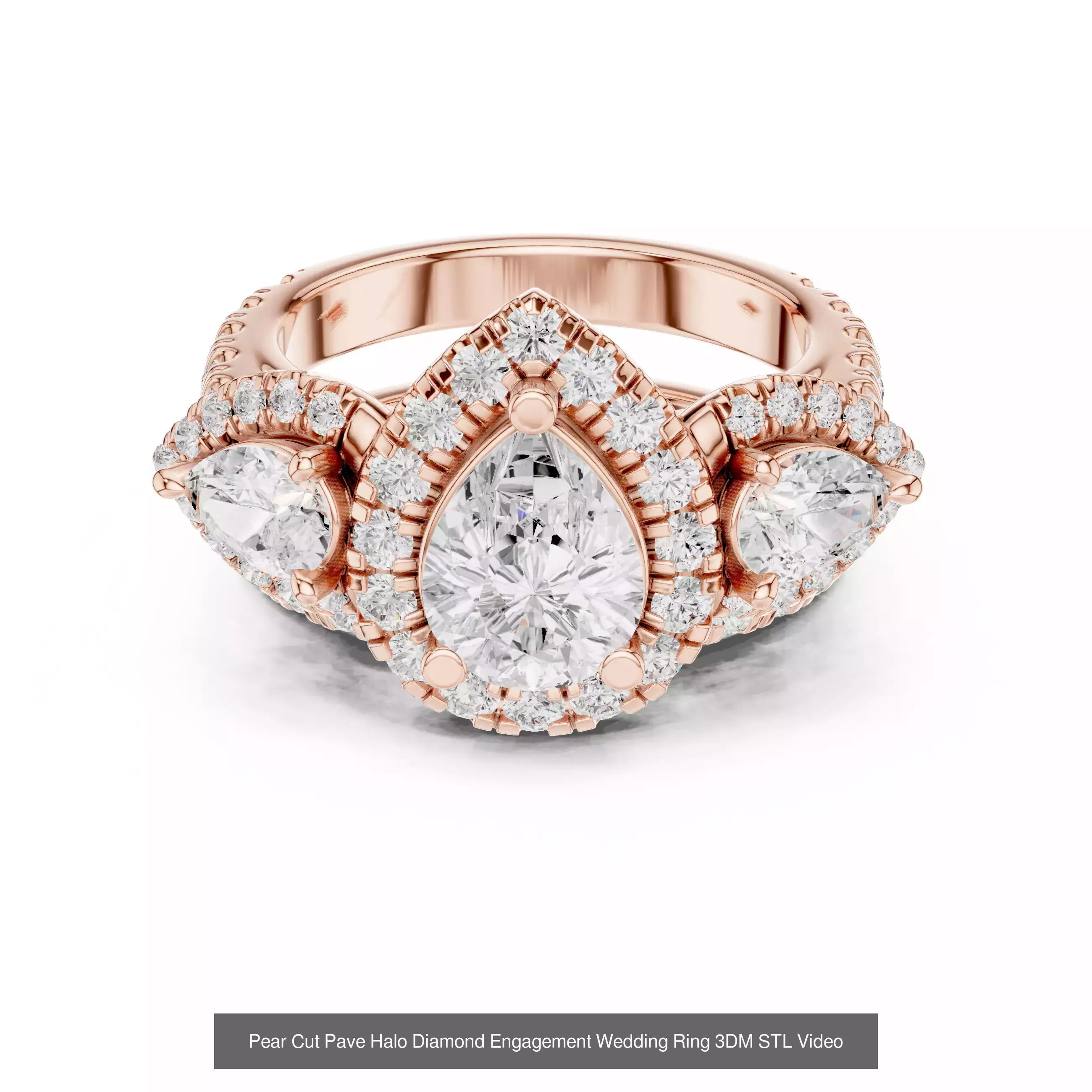 293 Halo Diamond Rings 3DM STL OBJ FBX 3 Color Render Video 3D Model Collection_179