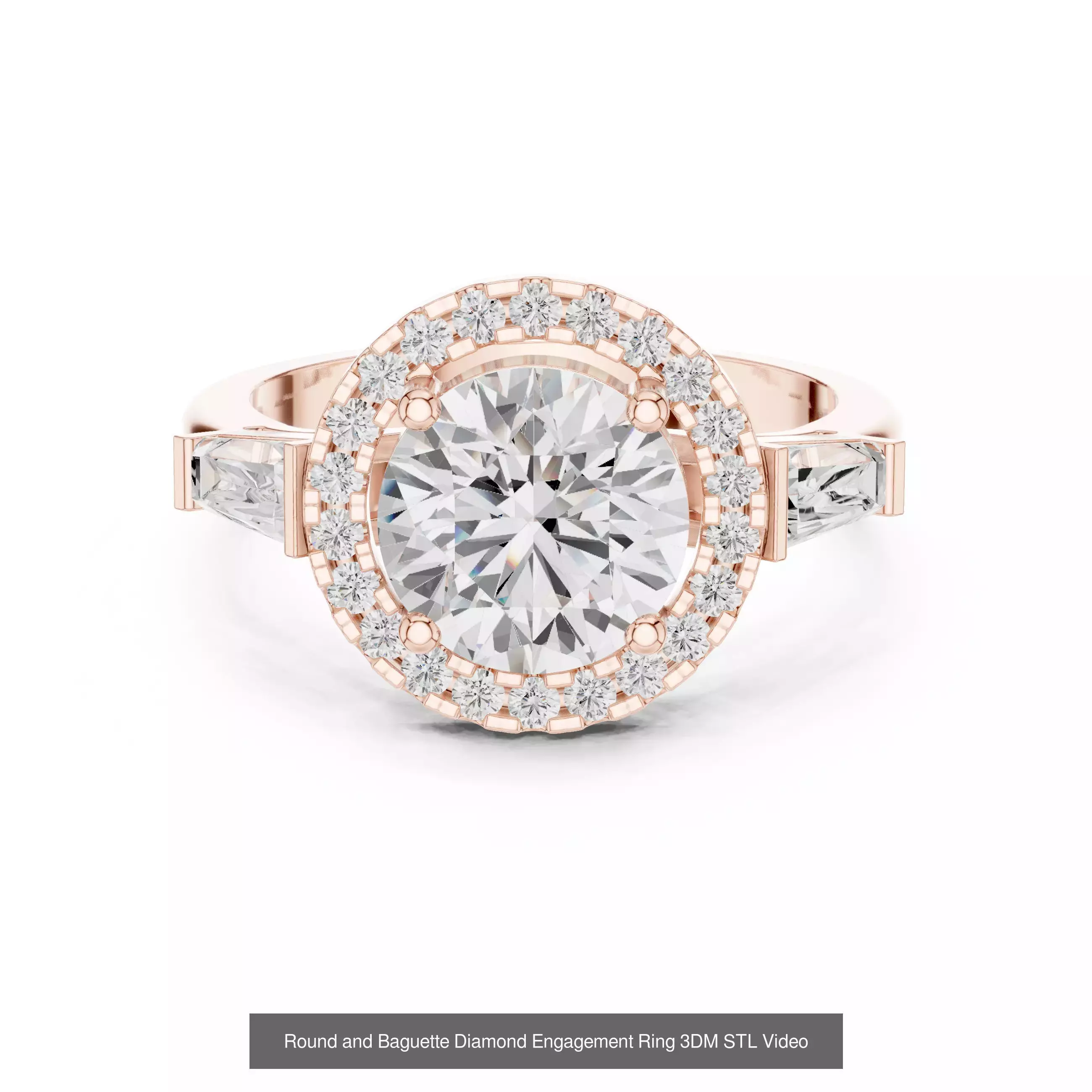 293 Halo Diamond Rings 3DM STL OBJ FBX 3 Color Render Video 3D Model Collection_203