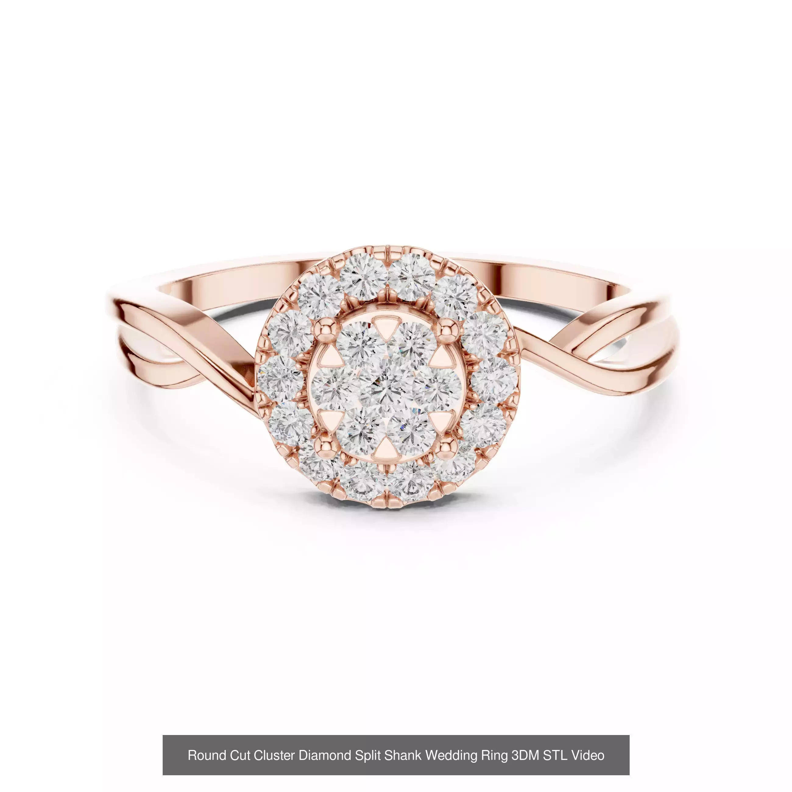 293 Halo Diamond Rings 3DM STL OBJ FBX 3 Color Render Video 3D Model Collection_161