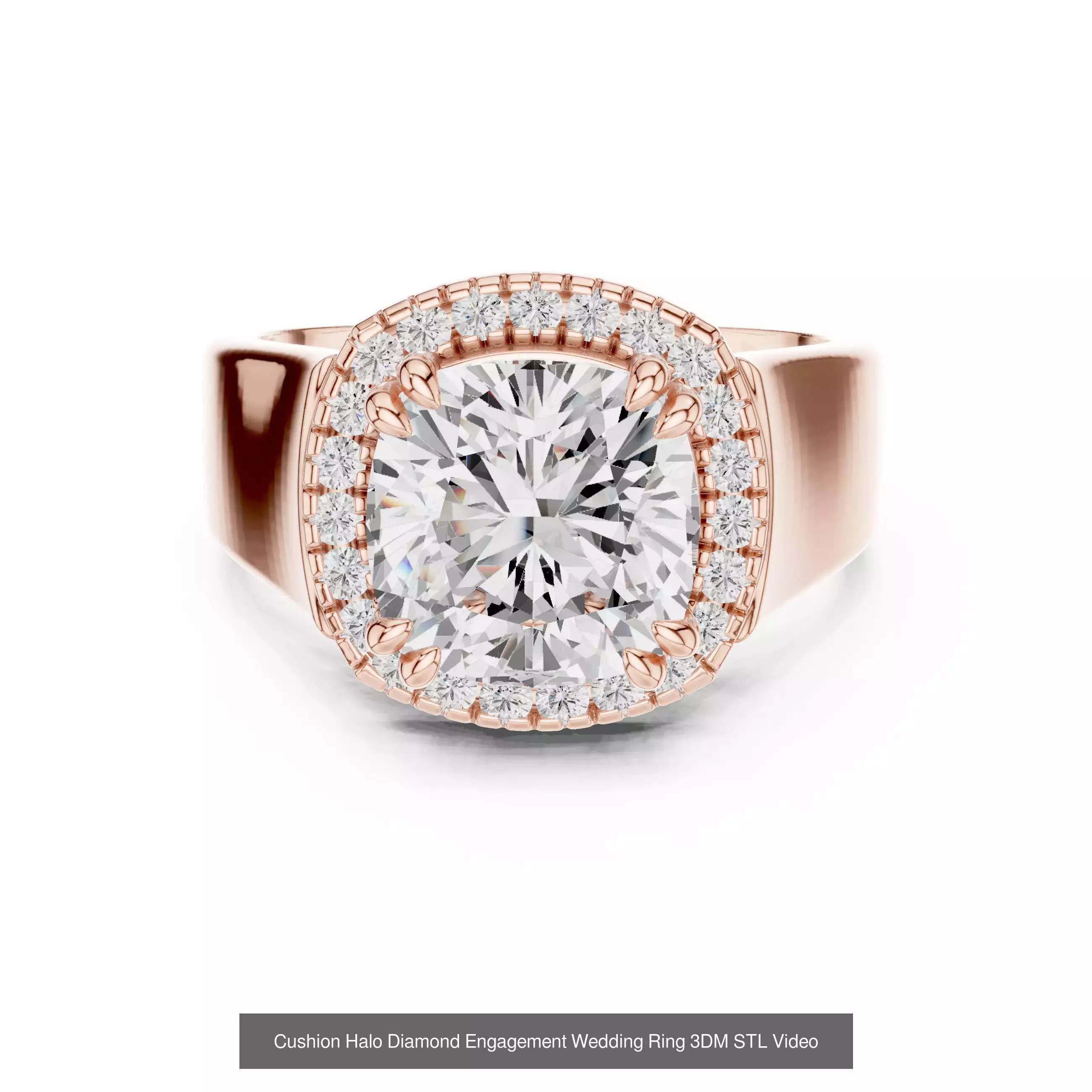 293 Halo Diamond Rings 3DM STL OBJ FBX 3 Color Render Video 3D Model Collection_128