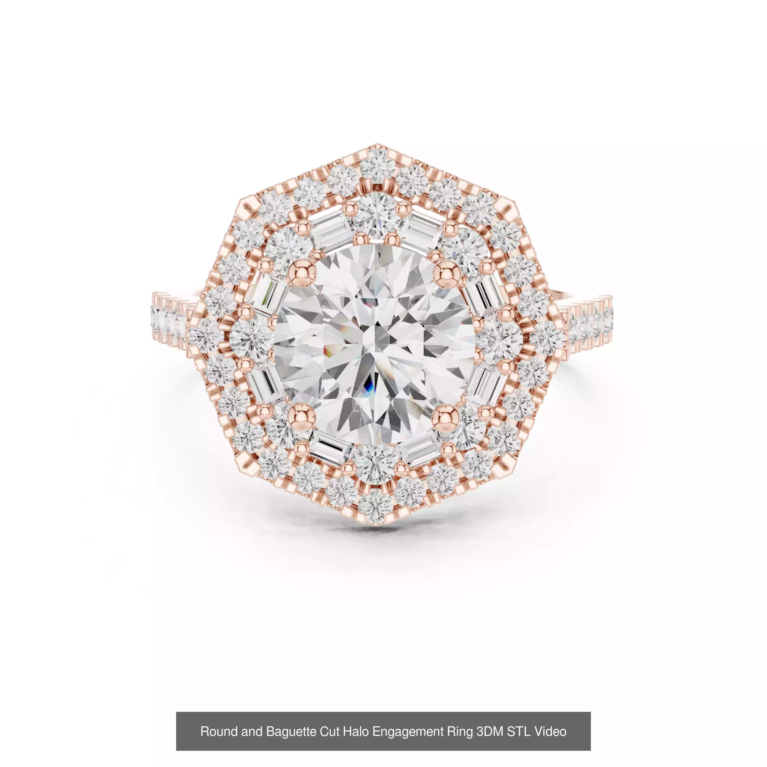 293 Halo Diamond Rings 3DM STL OBJ FBX 3 Color Render Video 3D Model Collection_188