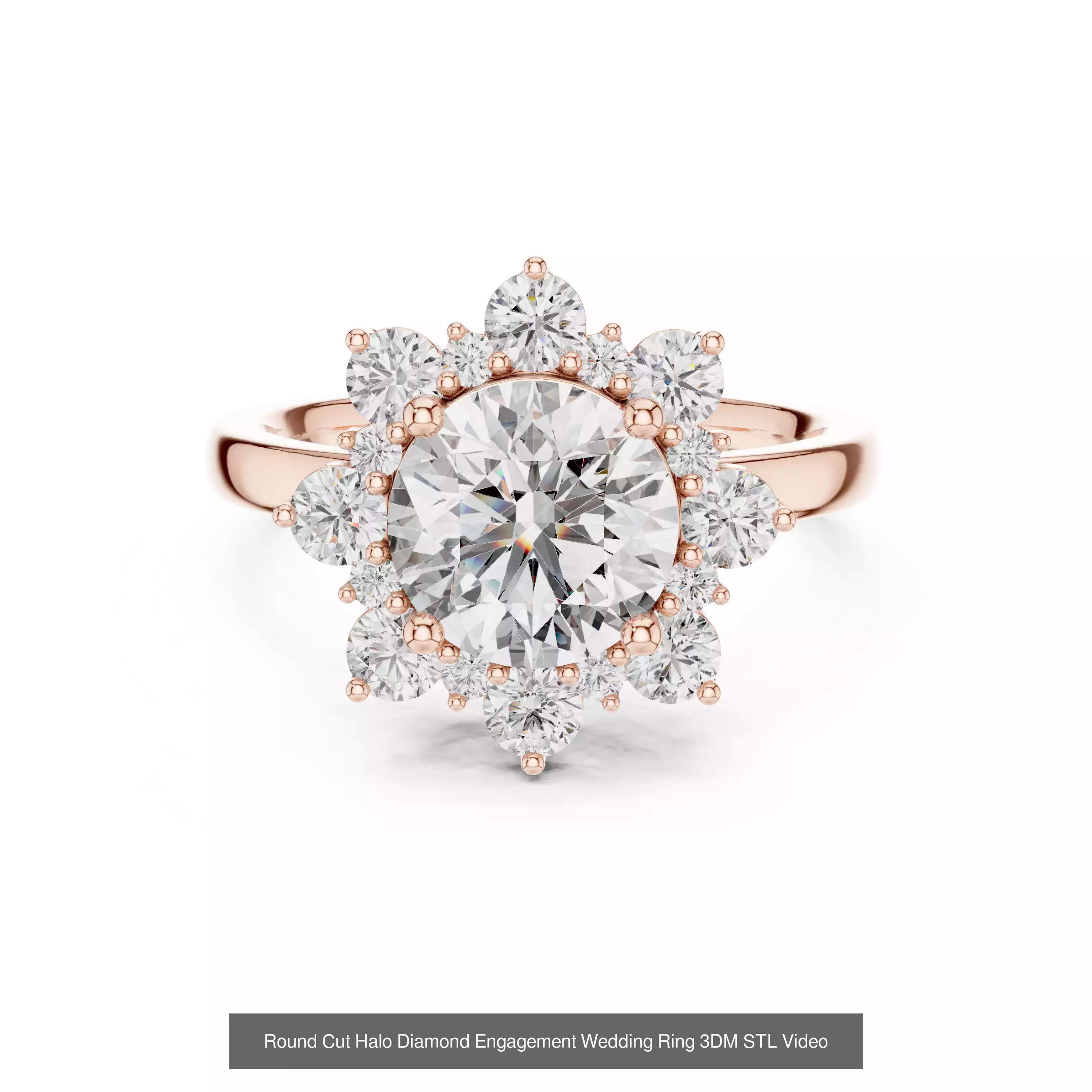 293 Halo Diamond Rings 3DM STL OBJ FBX 3 Color Render Video 3D Model Collection_155