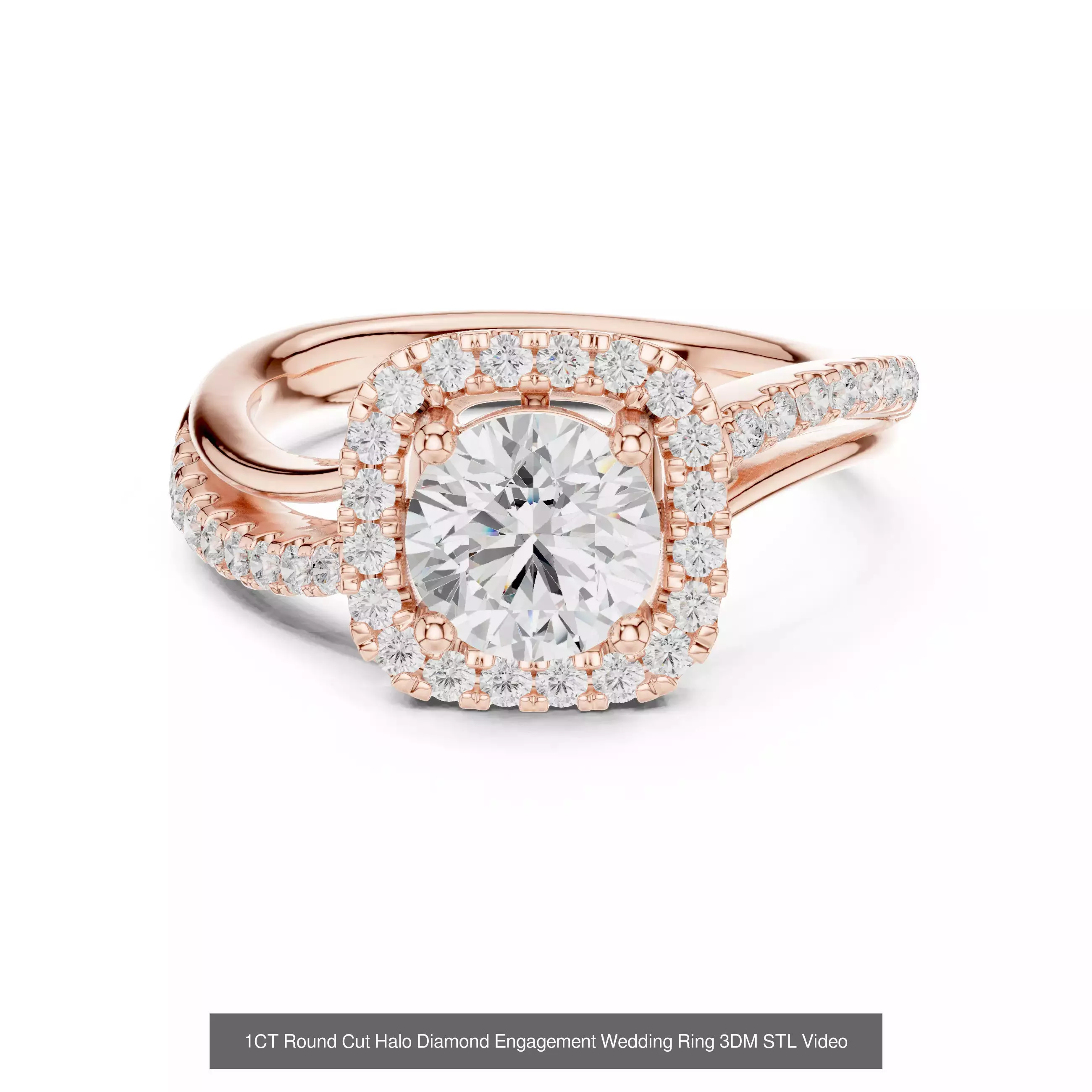 293 Halo Diamond Rings 3DM STL OBJ FBX 3 Color Render Video 3D Model Collection_110