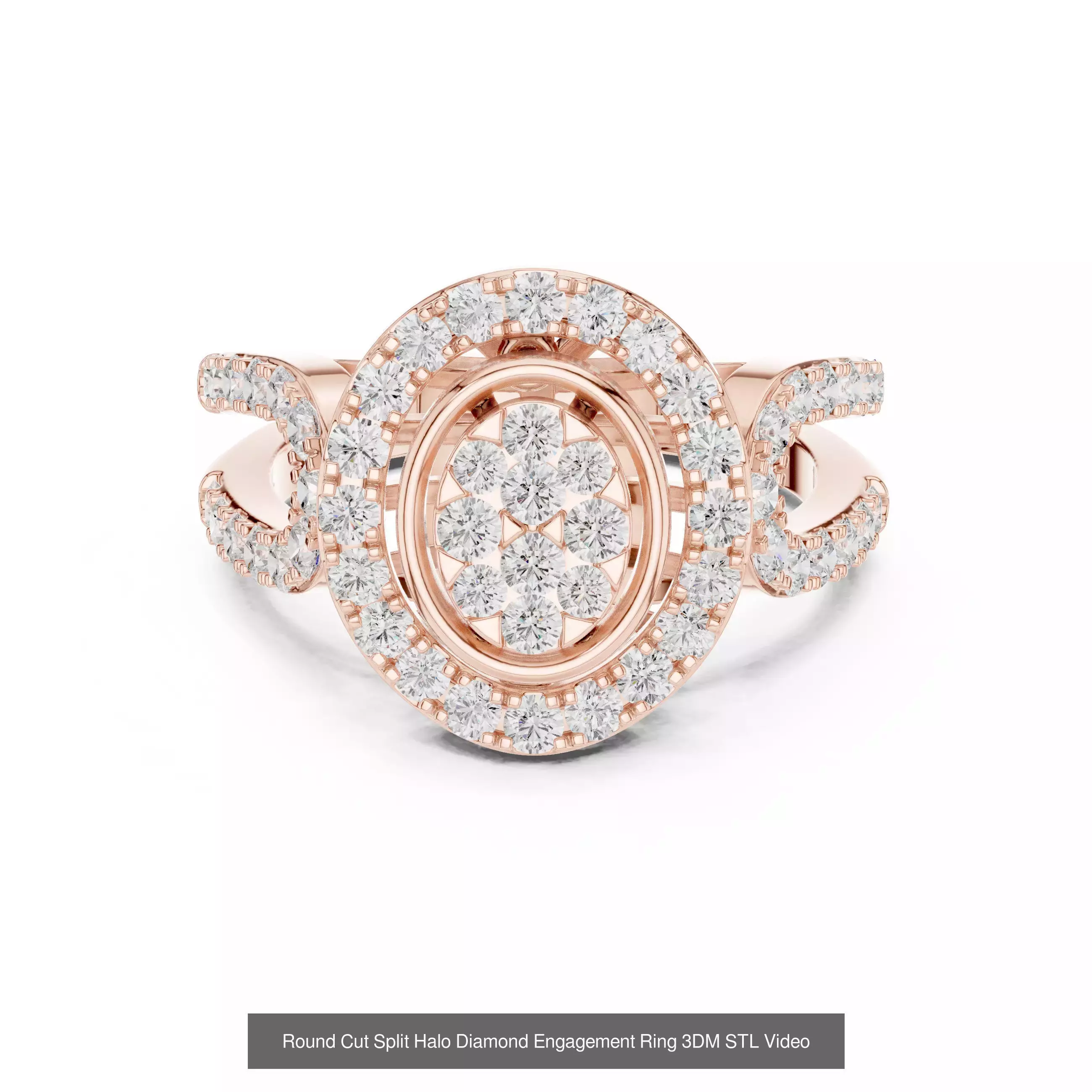 293 Halo Diamond Rings 3DM STL OBJ FBX 3 Color Render Video 3D Model Collection_220