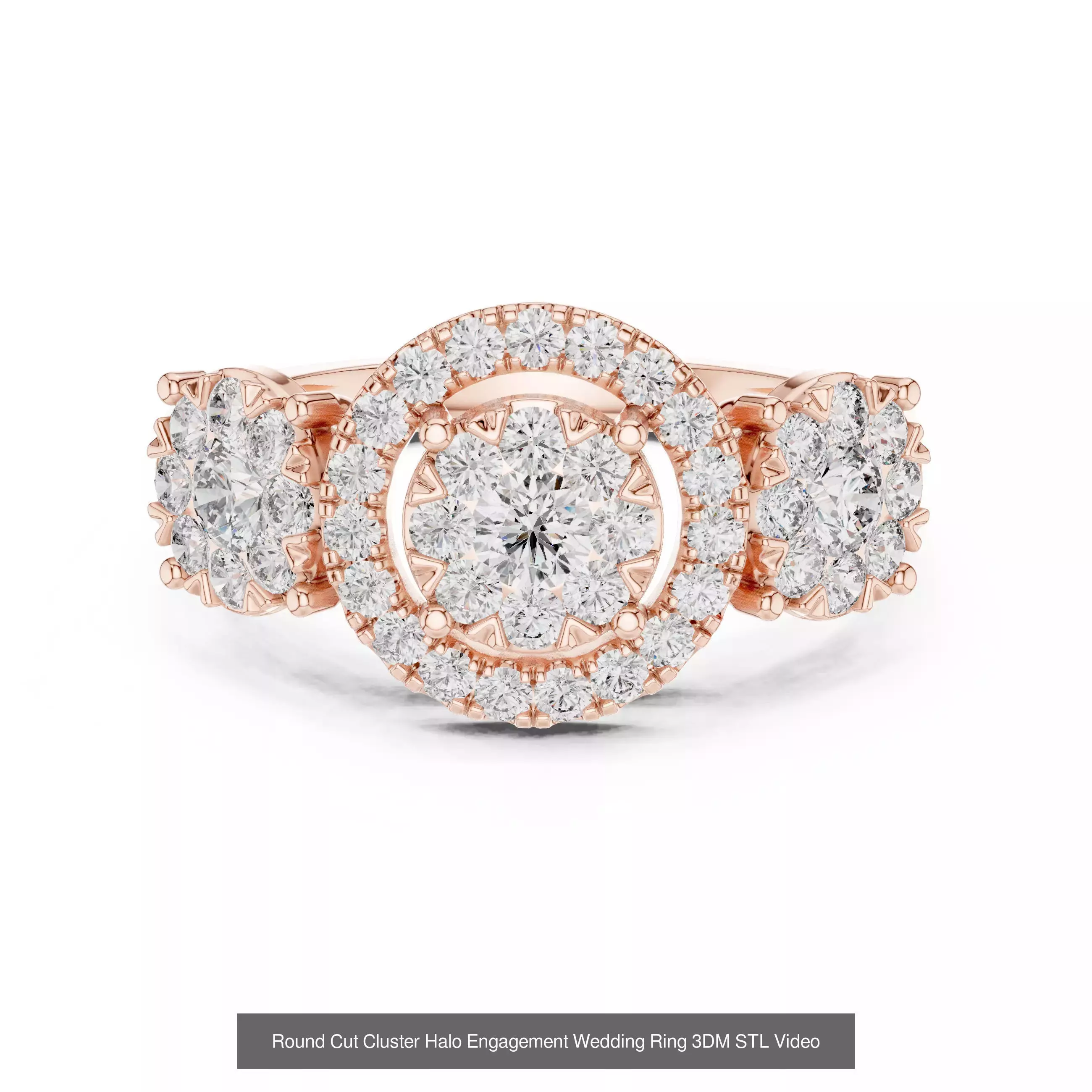 293 Halo Diamond Rings 3DM STL OBJ FBX 3 Color Render Video 3D Model Collection_58