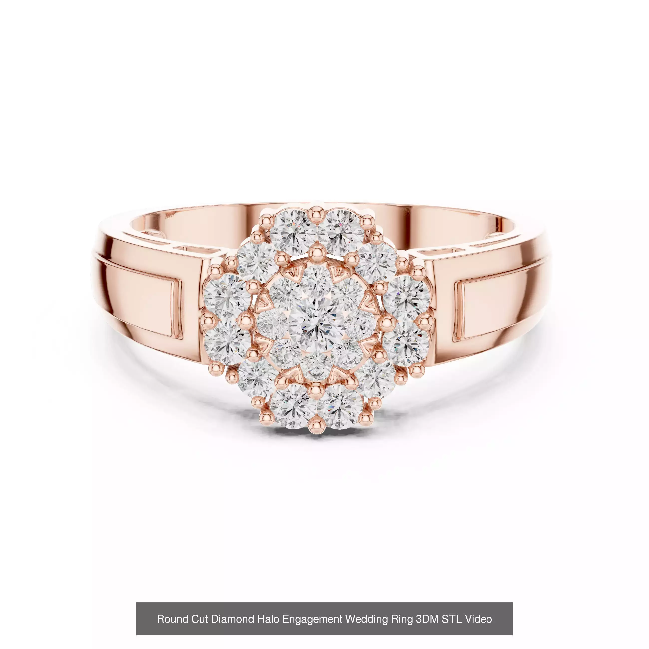 293 Halo Diamond Rings 3DM STL OBJ FBX 3 Color Render Video 3D Model Collection_61