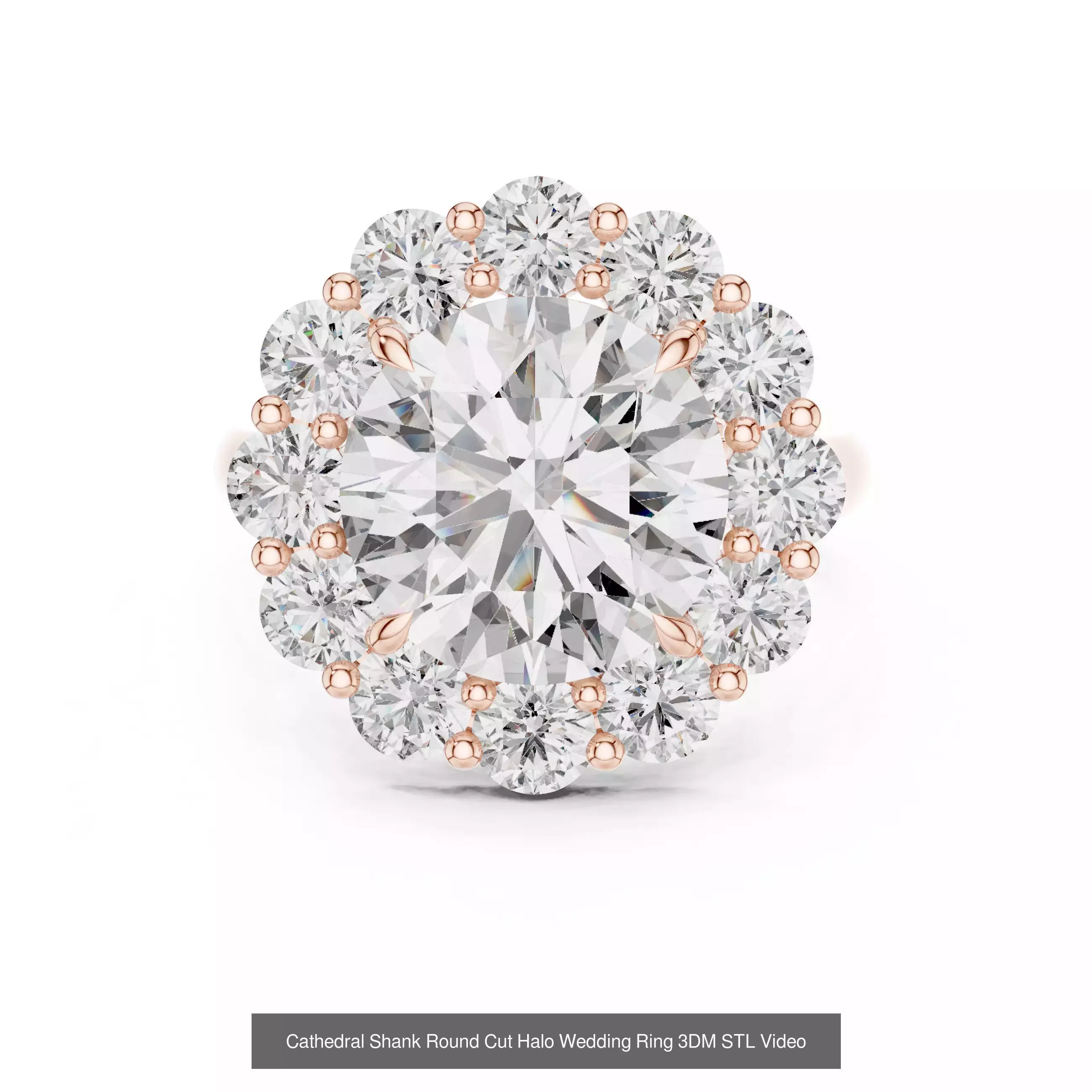 293 Halo Diamond Rings 3DM STL OBJ FBX 3 Color Render Video 3D Model Collection_157