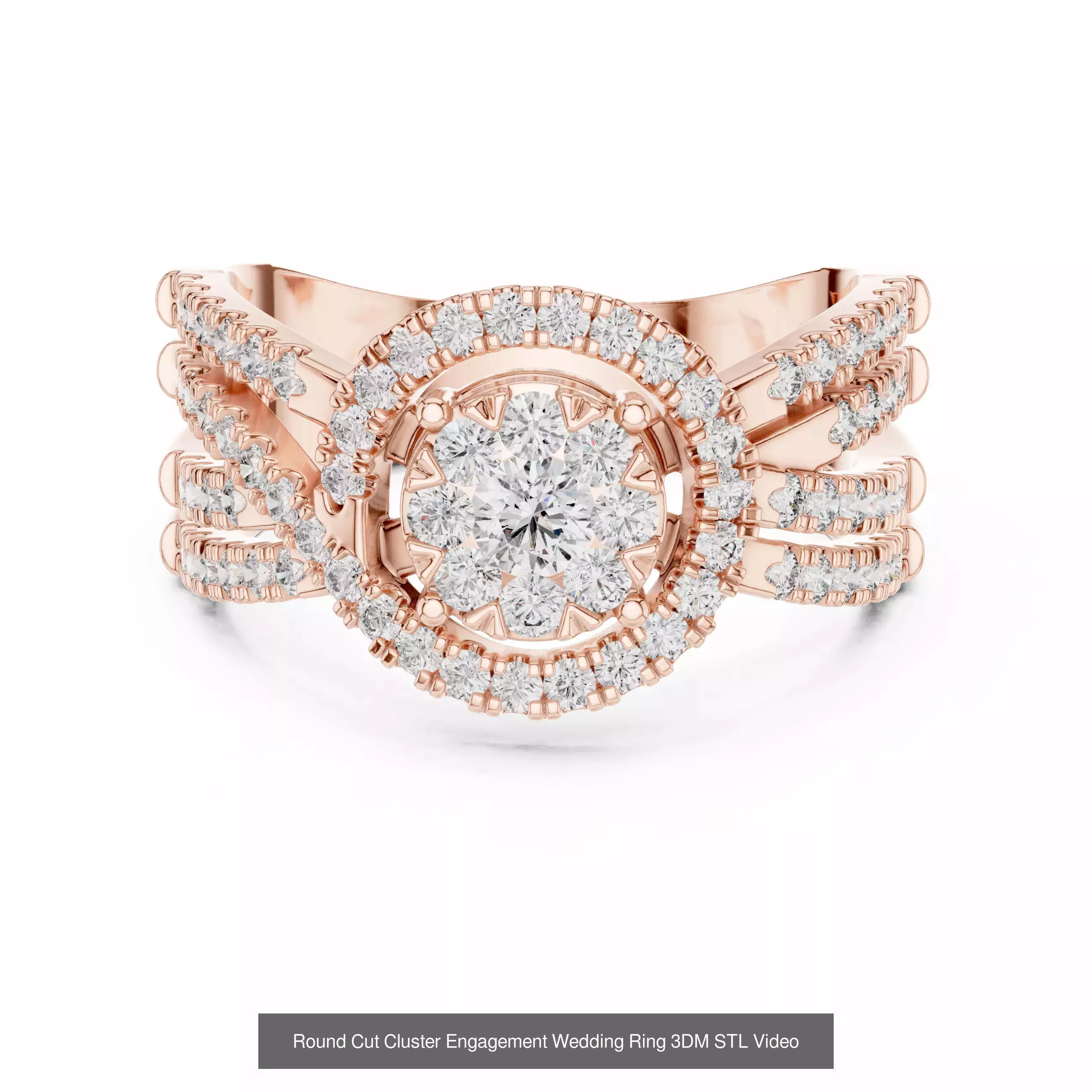 293 Halo Diamond Rings 3DM STL OBJ FBX 3 Color Render Video 3D Model Collection_60