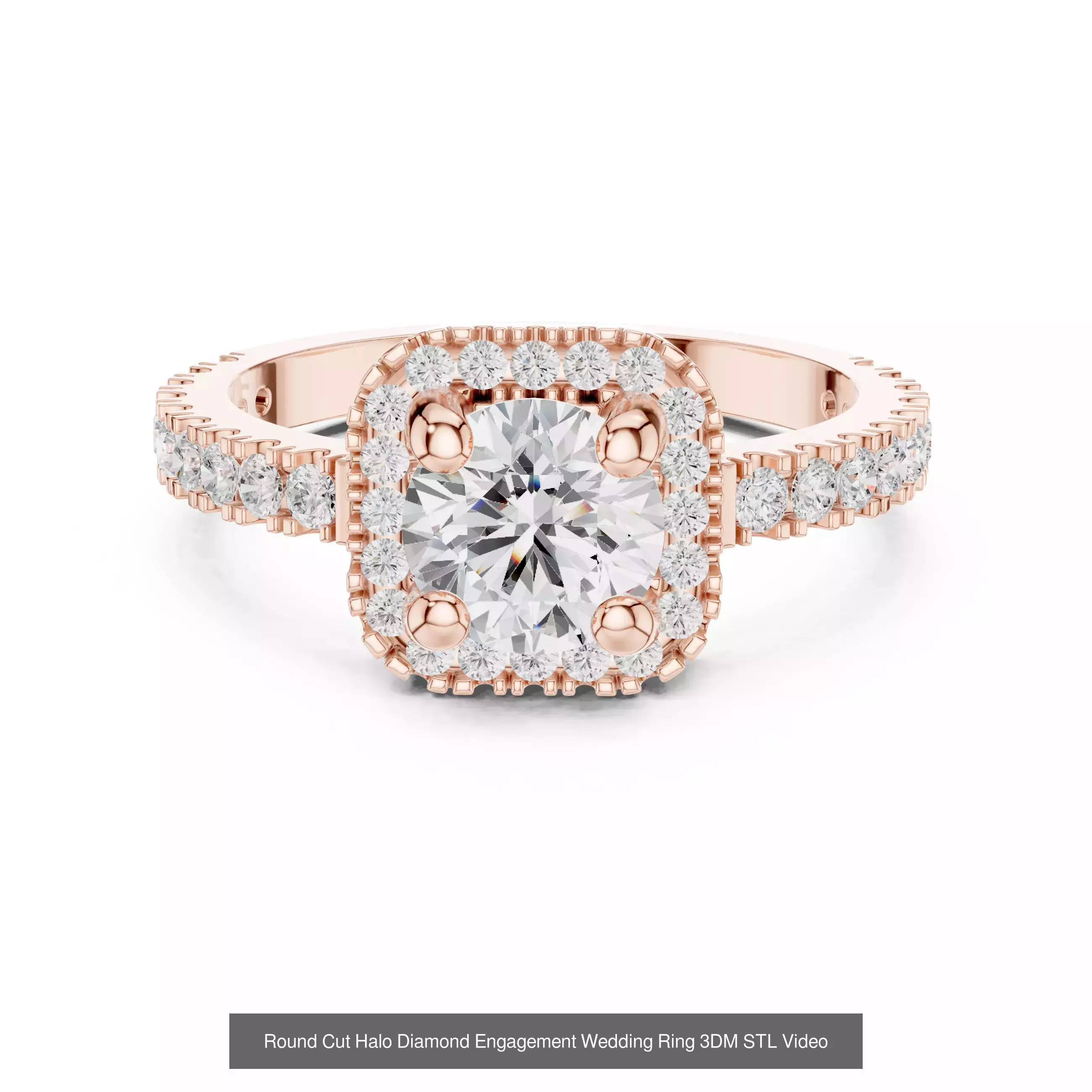 293 Halo Diamond Rings 3DM STL OBJ FBX 3 Color Render Video 3D Model Collection_181