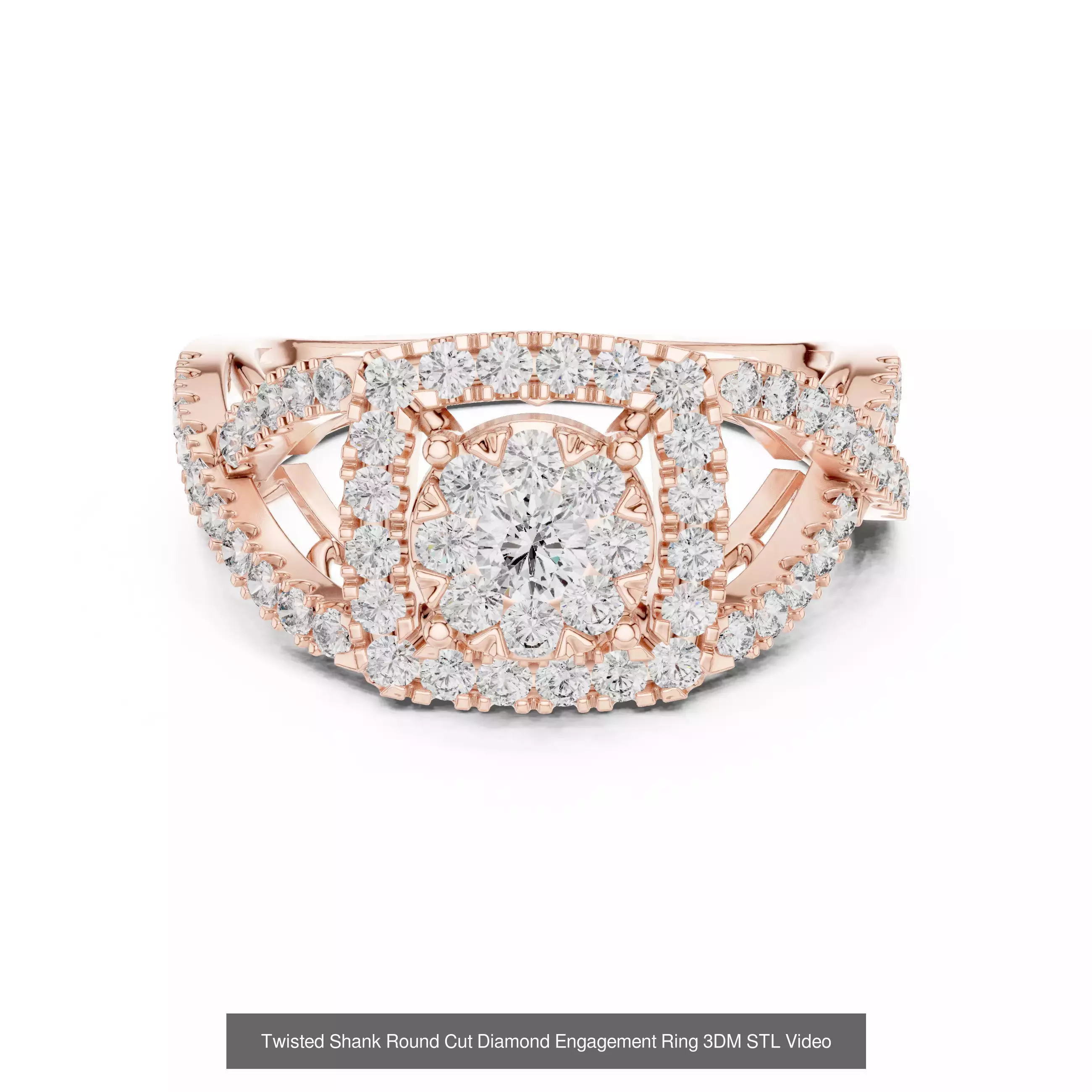 293 Halo Diamond Rings 3DM STL OBJ FBX 3 Color Render Video 3D Model Collection_164