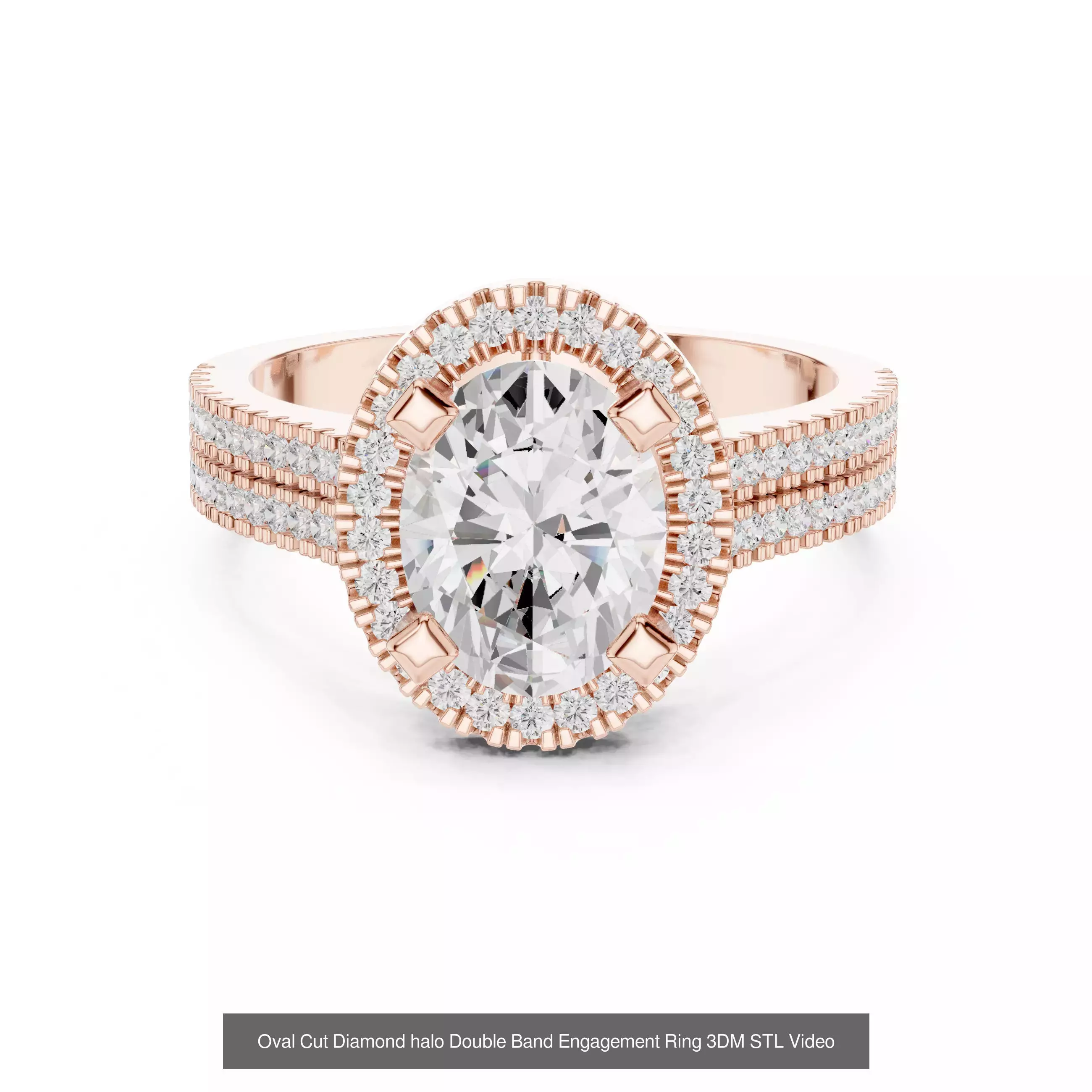 293 Halo Diamond Rings 3DM STL OBJ FBX 3 Color Render Video 3D Model Collection_74