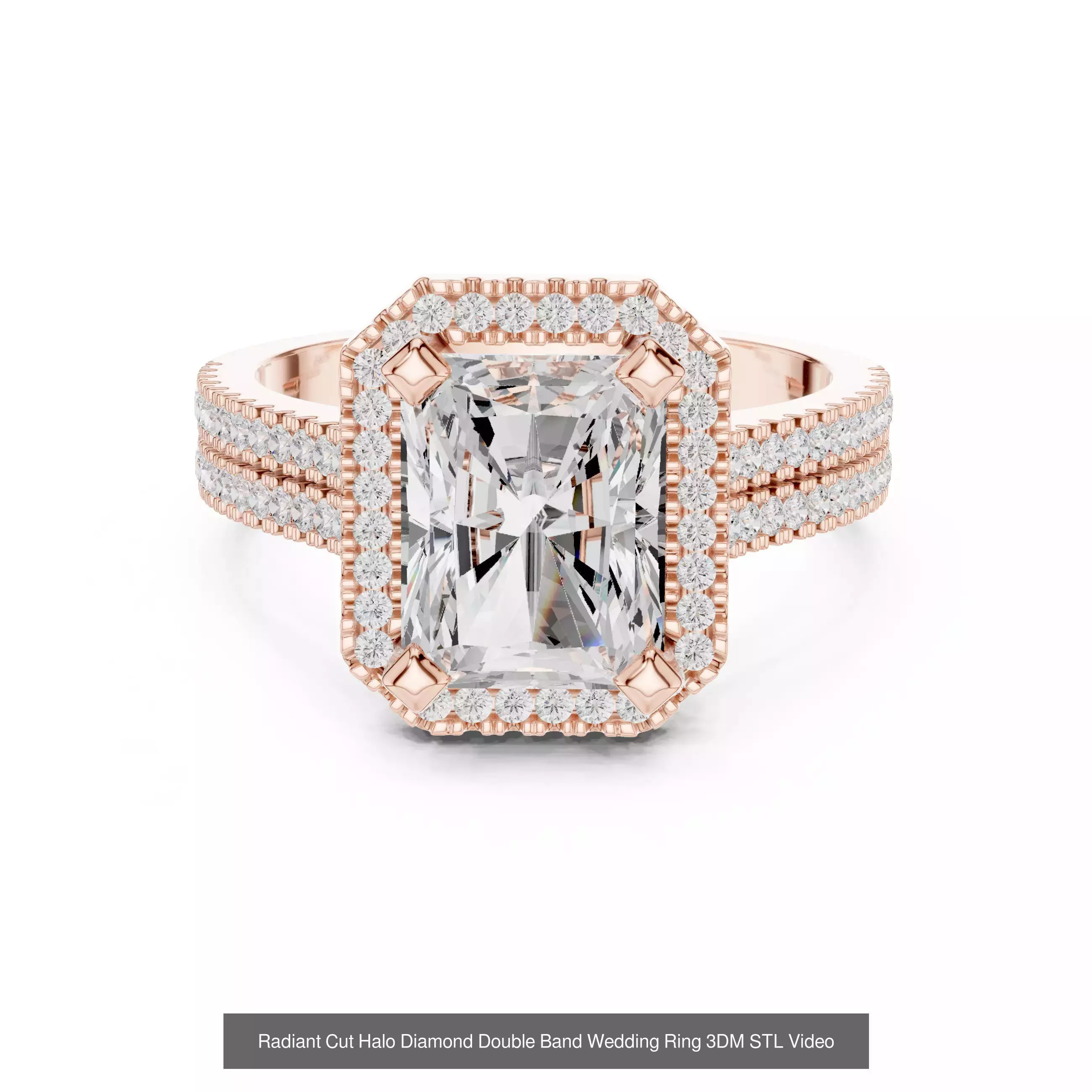 293 Halo Diamond Rings 3DM STL OBJ FBX 3 Color Render Video 3D Model Collection_77